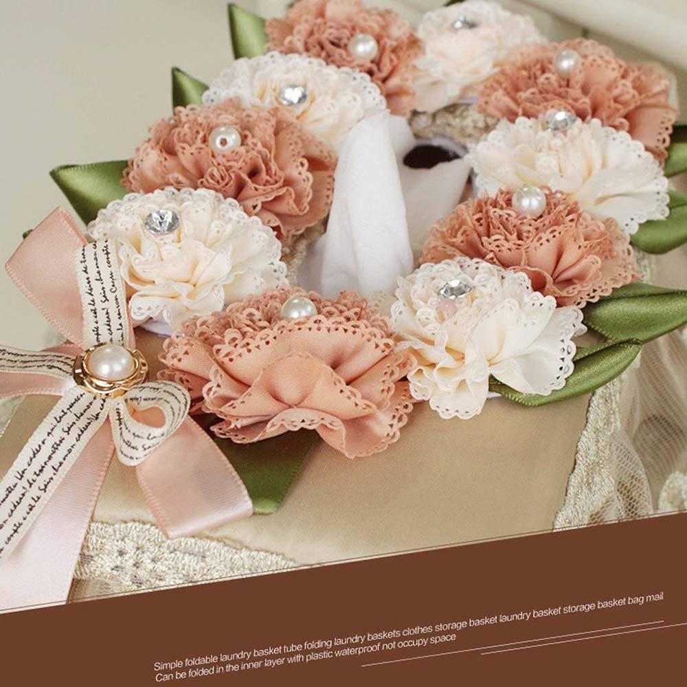Adorable Flower Square Tissue Box Cover - Fabric & Plastic Tissue Holder for Bathroom, Bedroom & Office - Simple Desktop Storage Box & Towel Dispenser (Brown) - Perfect for Home Decor & Organization