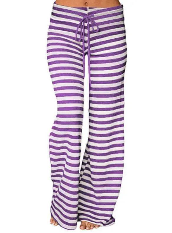 Comfortable Striped Women's Pants - Soft Stretchy Casual Trousers for Work, Travel & Everyday Wear