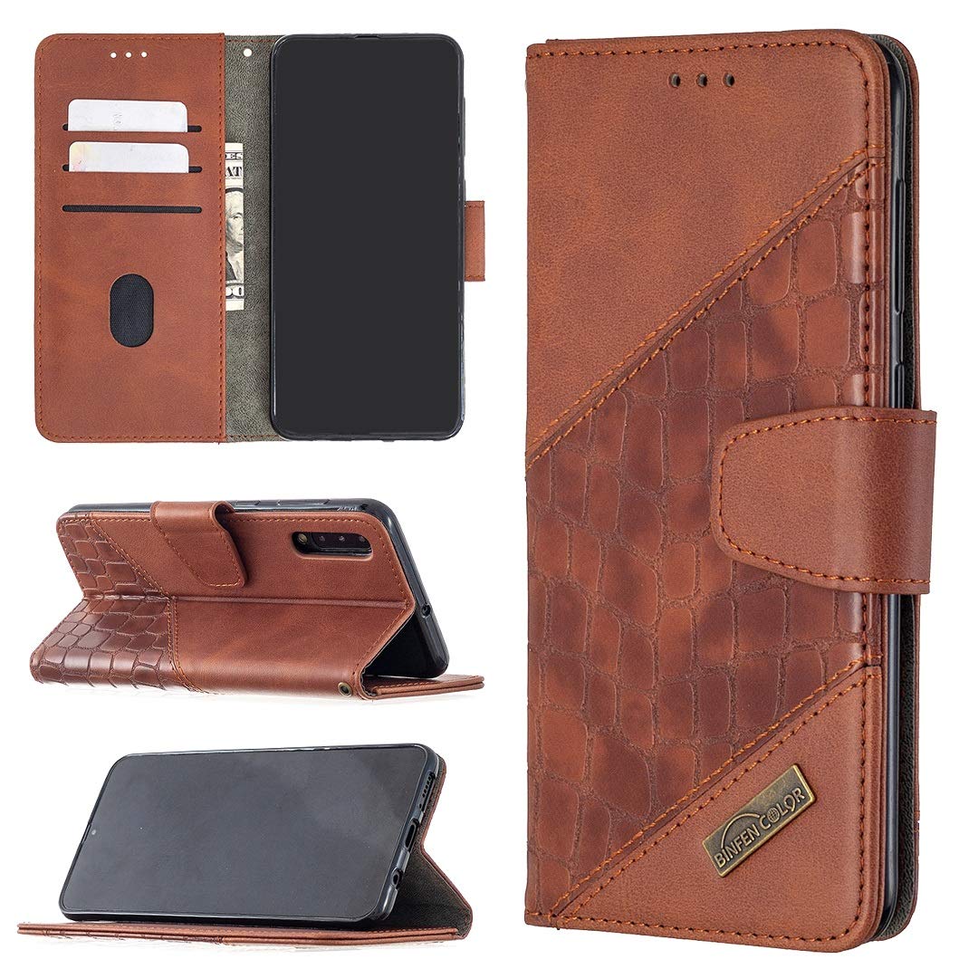 Premium Ultra Slim PU Leather Wallet Case for Samsung Galaxy A50 - Credit Card Holder with Kickstand Function | Solid Color Protective Phone Cover for Daily Use, Travel & Business Meetings