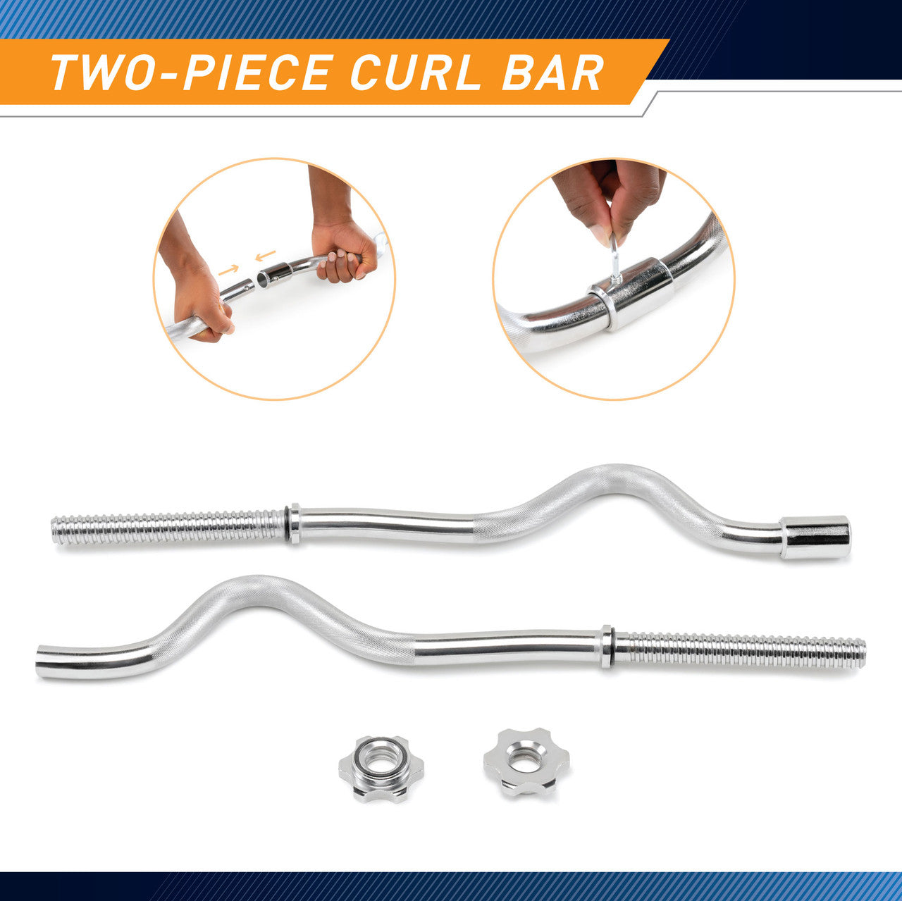 Marcy SCB 248 2-Piece Standard Super Curl Bar Set - Heavy Duty Olympic Weight Lifting Bars for Home Gym & Strength Training - Perfect for Bicep Curls, Triceps Workouts & Full-Body Exercises