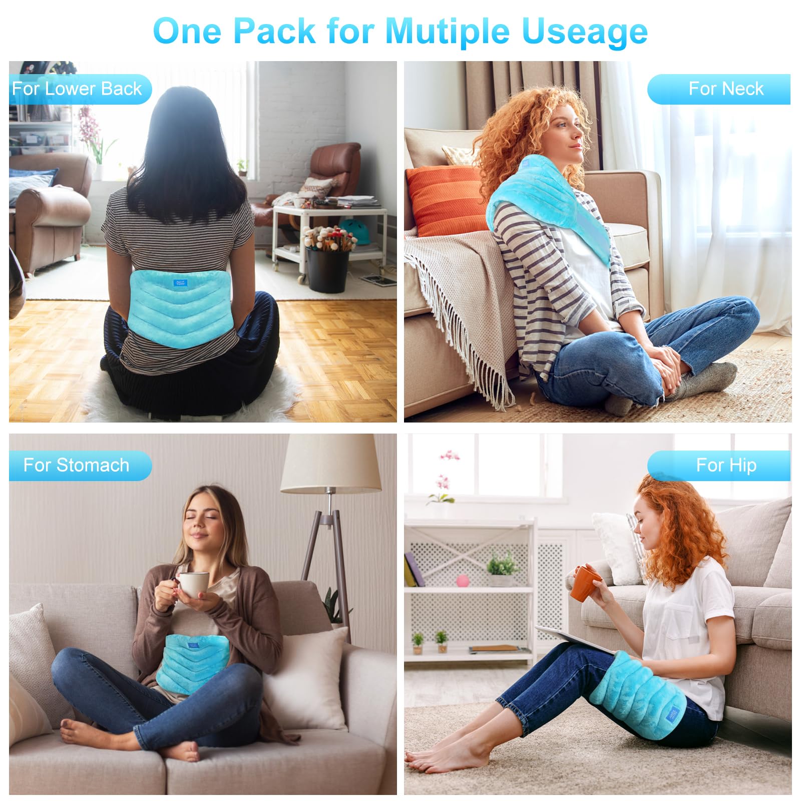 Microwavable Heating Pad for Back Pain Relief - Moist Heat Therapy for Neck, Shoulder & Stomach - Unscented & Reusable - Perfect for Home, Office & Travel Use
