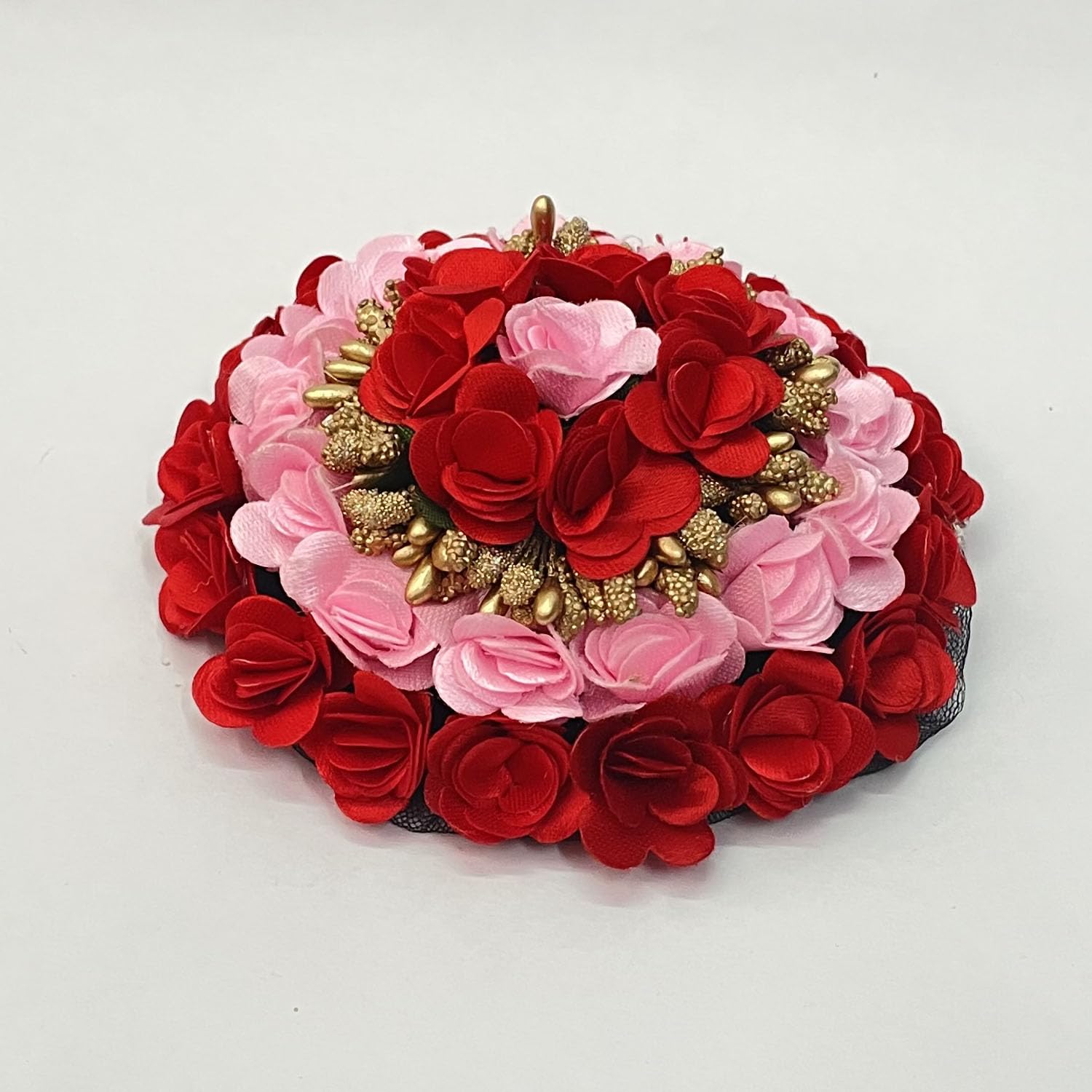 Maahal Artificial Bridal Bun Juda Maker - Satin Flower Gajra Hair Accessories for Weddings & Special Occasions - Multi Color Hair Jewelry for Indian Bridal Hairstyles
