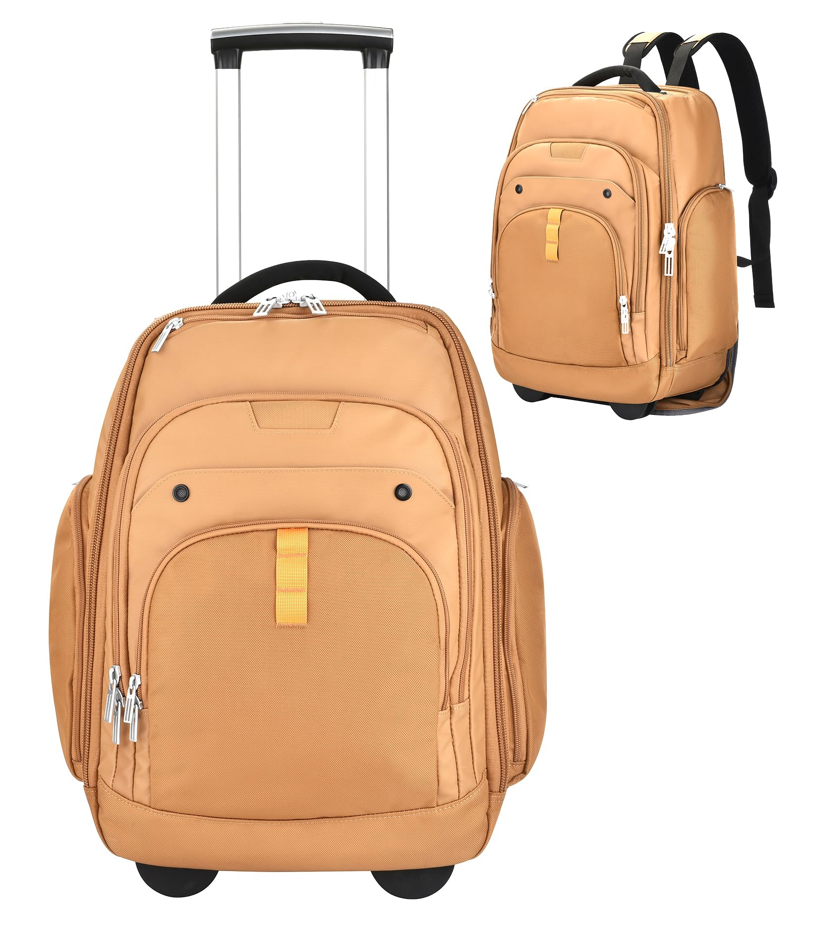 Rolling Laptop Bag with Wheels - Adjustable 13-17.3 Inch Wheeled Computer Backpack for Men & Women, Carry-on Travel Work Bag - Perfect for Business Trips, Commuting & Airplane Travel