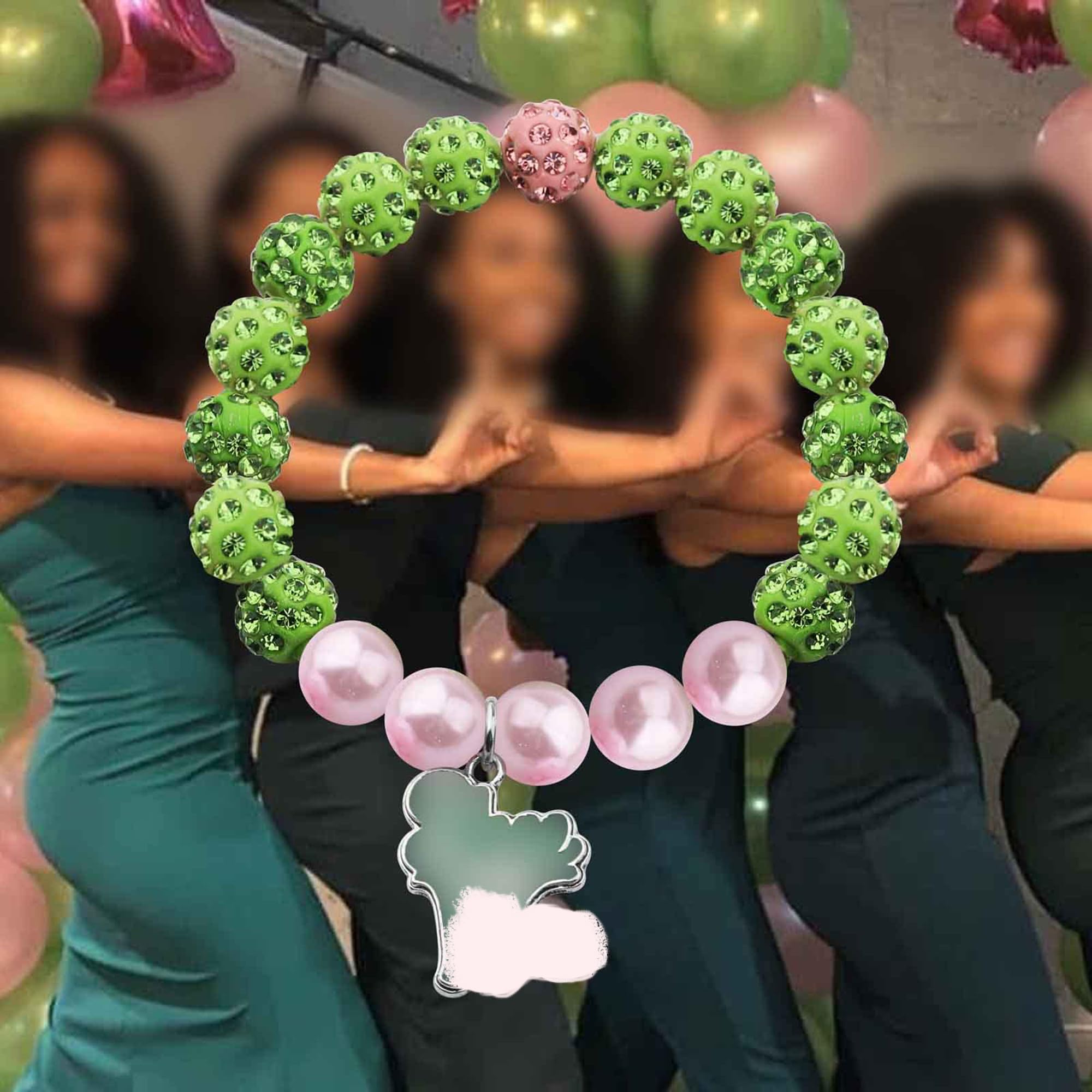 POTIY Sorority Graduation Gift - Pink and Green Beaded Bracelet for Women | Sisterhood Jewelry, College Graduation Accessories | Perfect for Greek Life Events, Graduation Parties & Sister Gifts