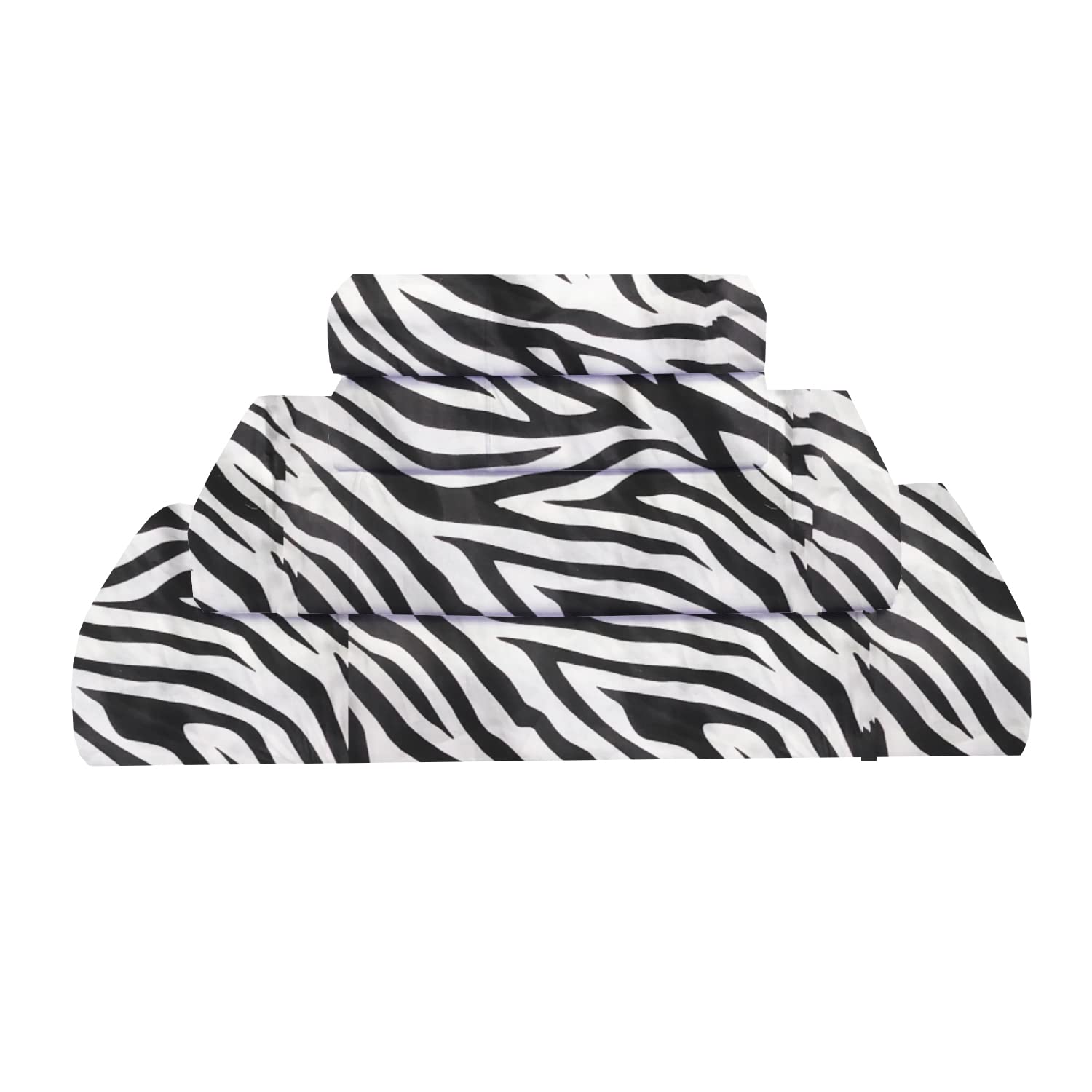 Premium 100% Giza Egyptian Cotton Sheets Set - Twin Size 4-Piece with Zebra Print | Ultra Soft Breathable Bedding for 18