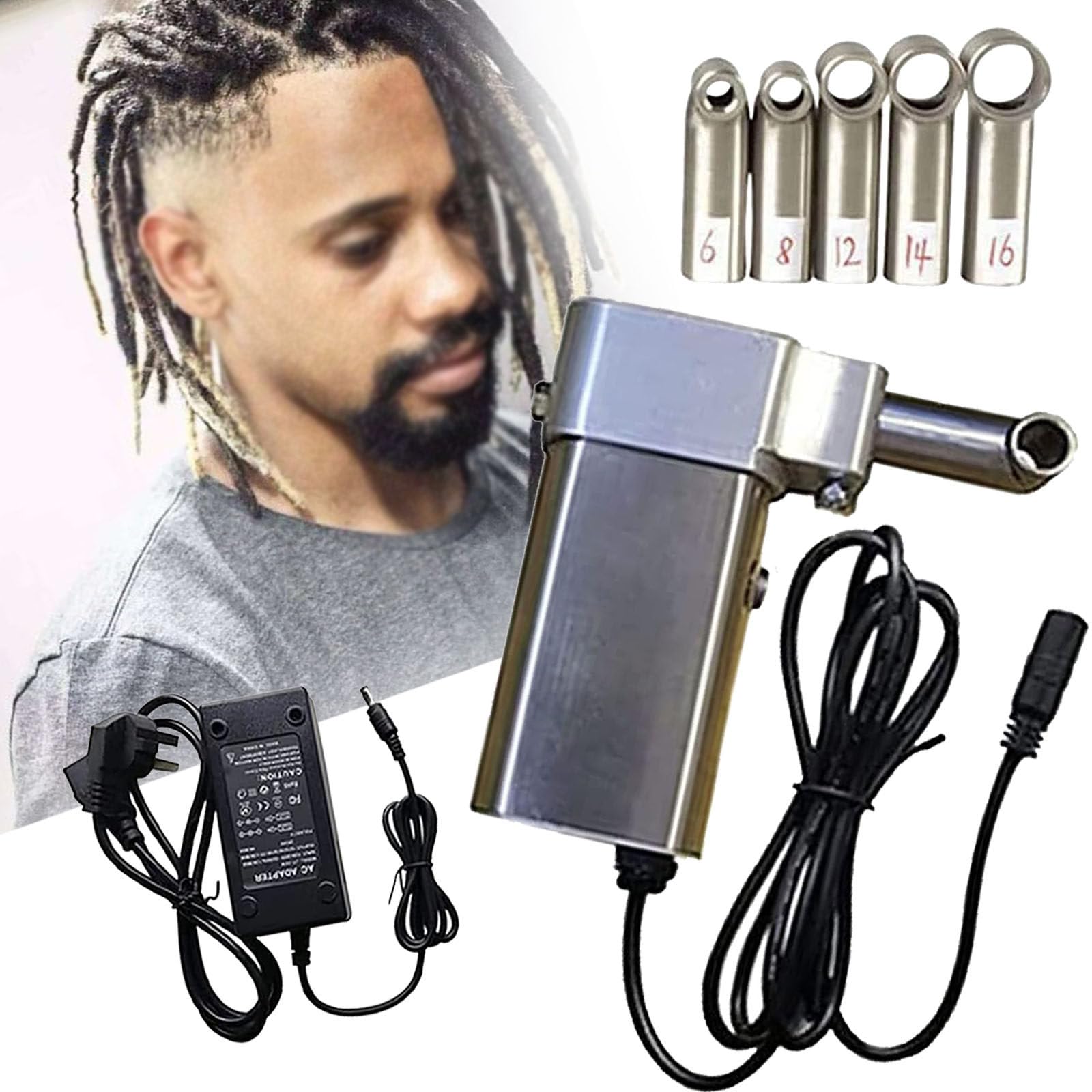 Electric Handheld Portable Dreadlock Maker - Instant Crochet Machine for Quick & Easy DIY Locs (14mm) | Perfect for Hair Extensions & Braiding at Home or Salon