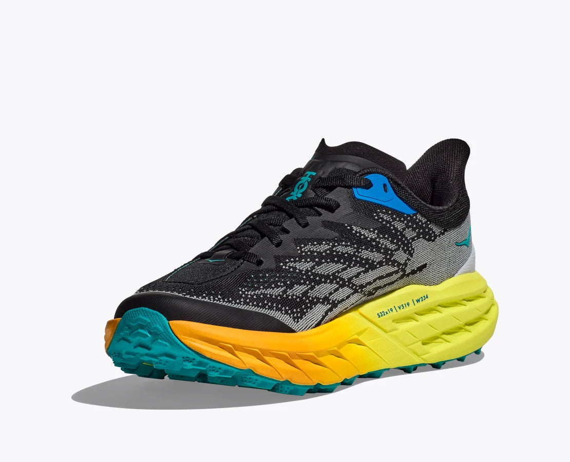 HOKA Men's Speedgoat 5 Trail Running Shoes - Black & Evening Primrose | Lightweight Cushioned for Hiking & Outdoor Adventures