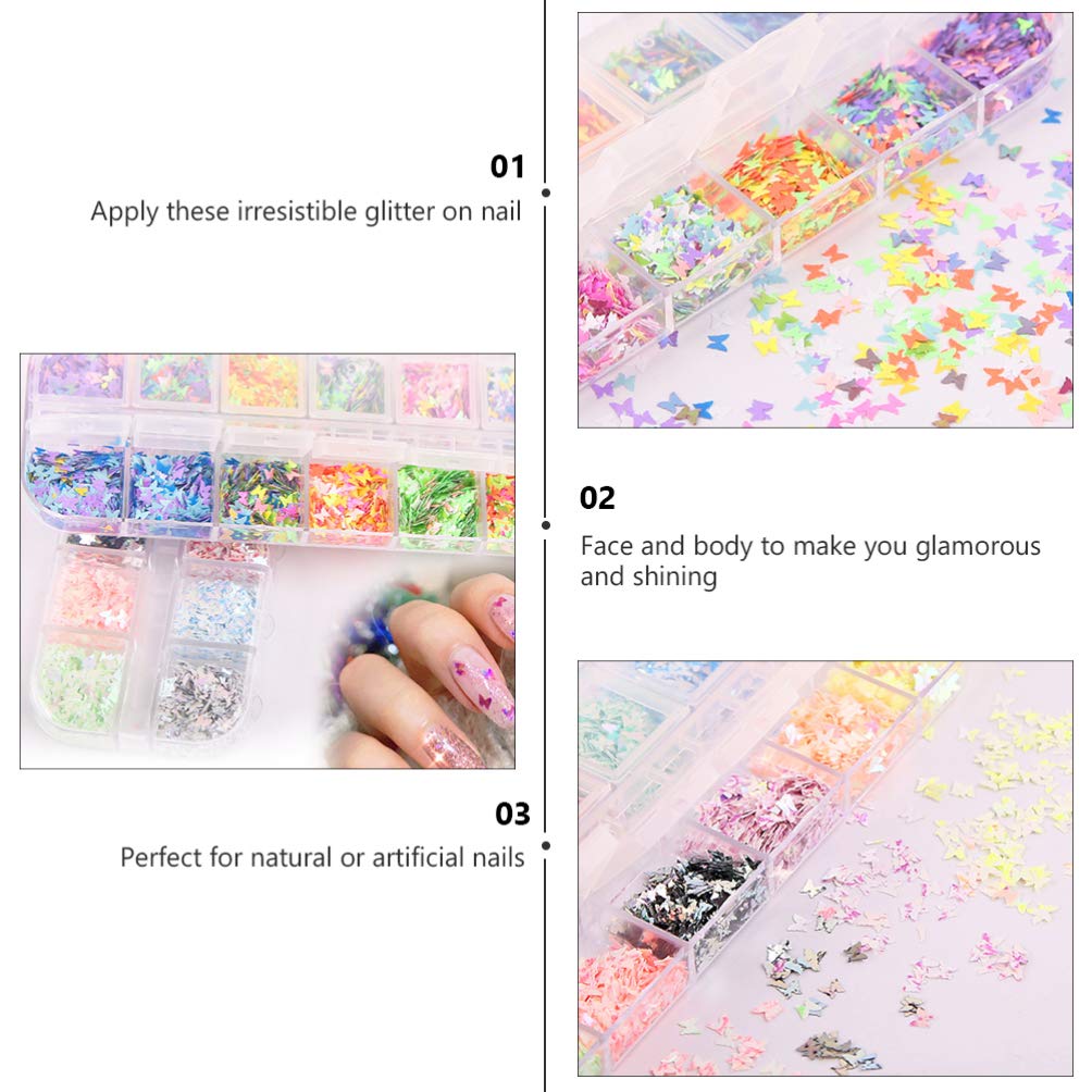 EXCEART 2 Pack DIY Nail Art Sequins & Eyeshadow Flakes - Face Glitter, Nail Stickers, Embellishments, Confetti for Nail Art & Eye Makeup - Super Flash Glitter for Parties, Halloween, Cosplay & Special Occasions