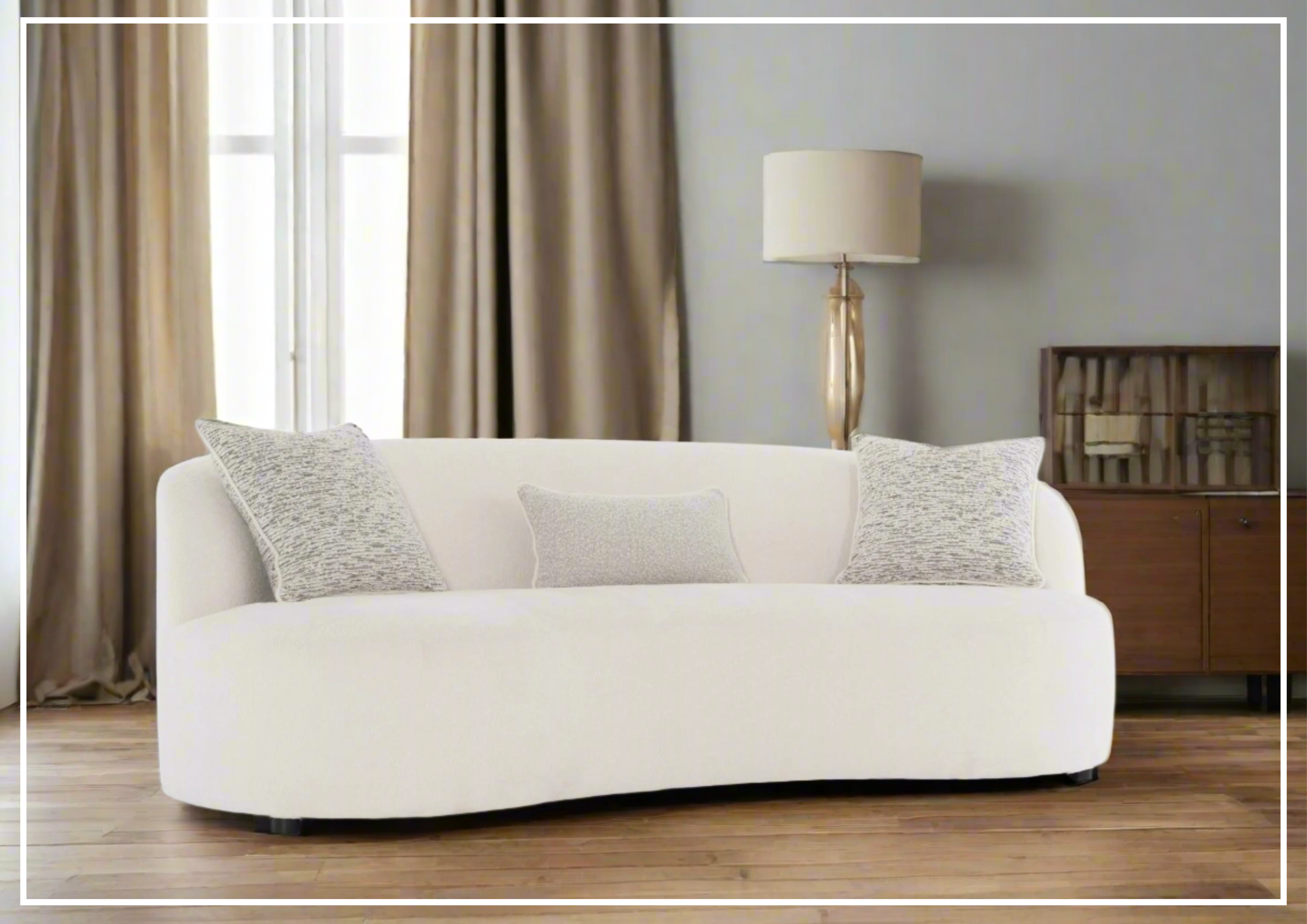 Bernhardt Elle 3-Seater Fabric Sofa in White - Modern Living Room Furniture for Small Spaces | Perfect for Apartments, Condos & Cozy Homes