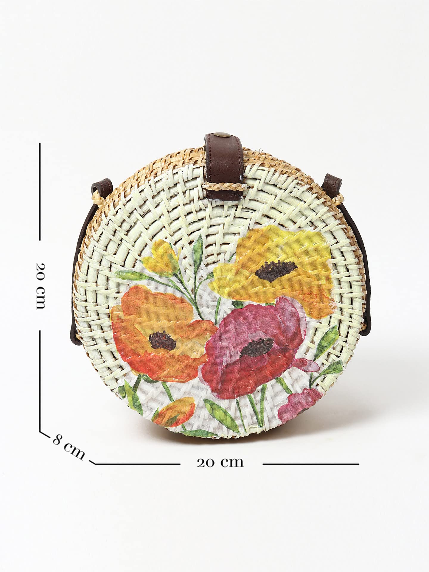 Habere India Handmade Rattan Sling Bag - Stylish Round Cane Beach Tote Bag for Women | Perfect for Vacation, Shopping & Boho Fashion Accessory