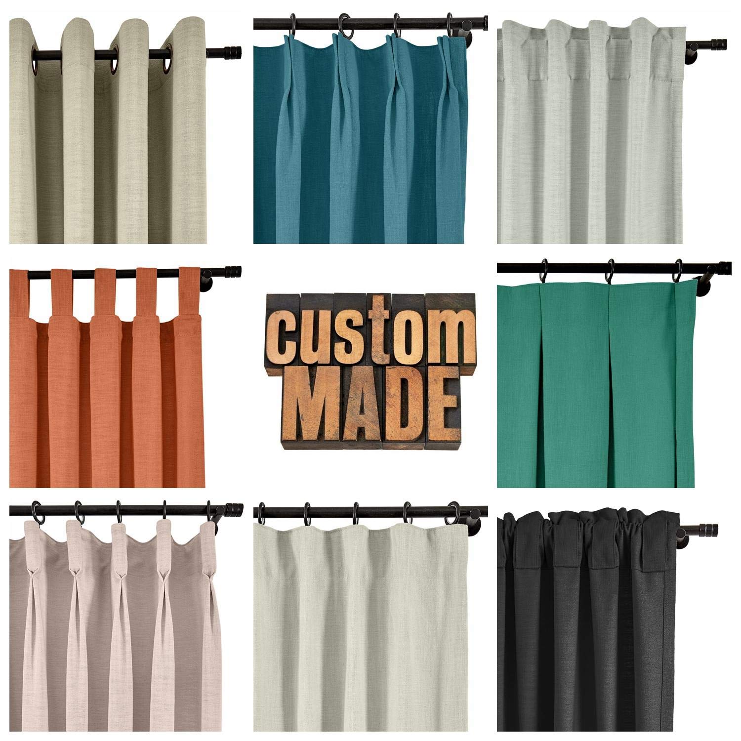Macochico ISSABELL Blackout Linen Cotton Curtains - Room Darkening Thermal Insulated Drapes for Bedroom & Living Room (1 Panel, Black) - Lined/Unlined Options for Home Decor & Light Control