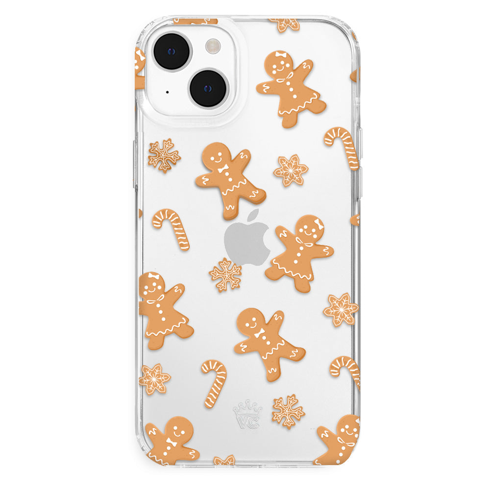 Festive Gingerbread Clear iPhone Case - Christmas Holiday Protective Cover for iPhone 13/14/15 - Perfect for Holiday Parties, Gifts & Winter Celebrations