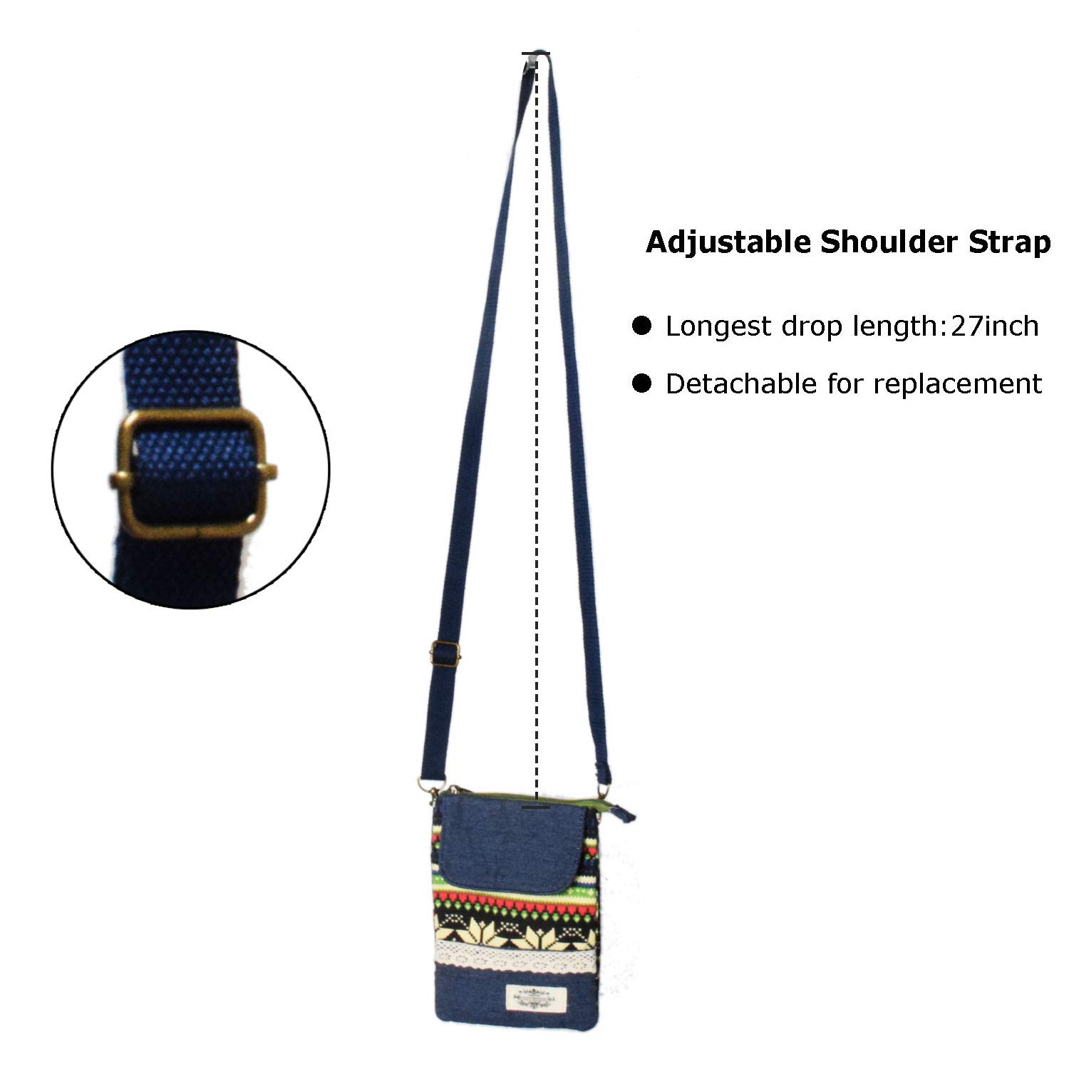 Stylish Leaf Pattern Canvas Crossbody Phone Purse for Women - Lightweight Small Wallet Bag with Adjustable Strap - Perfect for Daily Use, Shopping, Travel & Outings