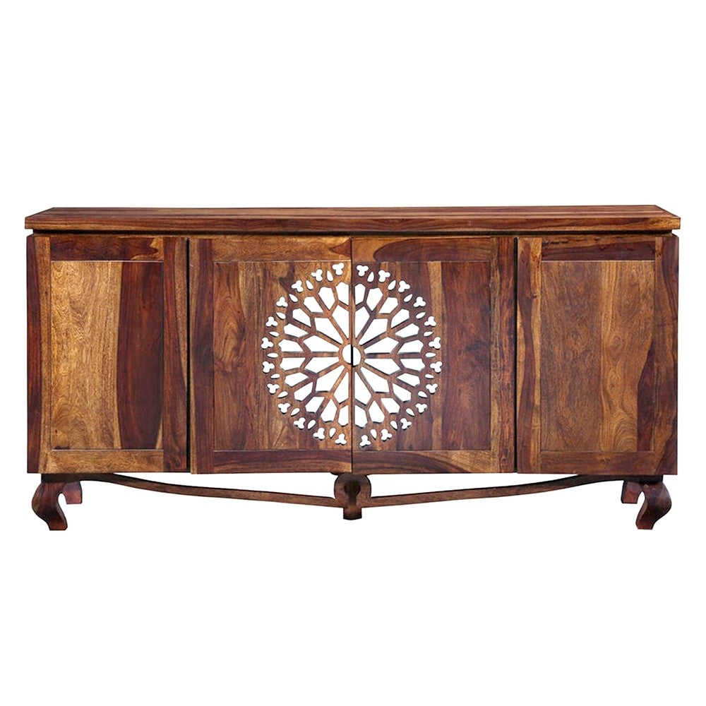 French Arched Mirror Door Sideboard - Elegant Entryway & Dining Room Storage Cabinet with Vintage Style for Home Decor