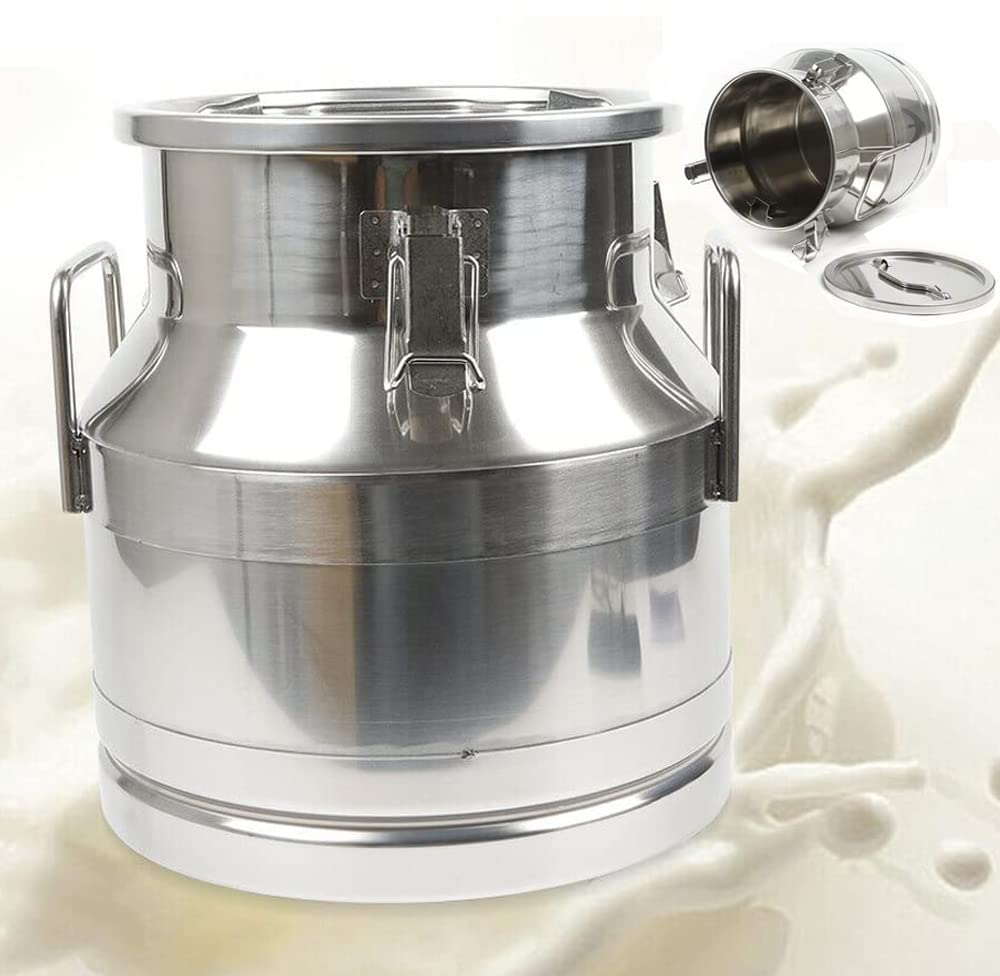 20L Commercial Stainless Steel Milk Can - Large Portable Milk Storage Container with Nested Design for Transport, Serving & Bulk Storage | Ideal for Dairy Farms, Coffee Shops & Catering Businesses