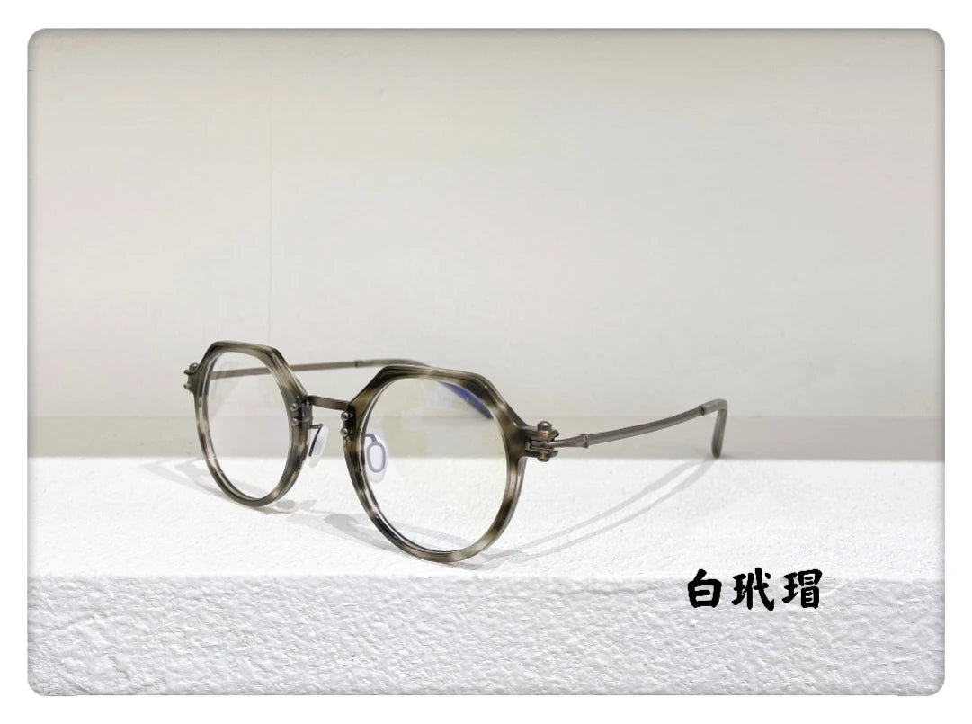 Unisex Full Rim Flat Top Round Titanium Acetate Eyeglasses 5882 - Lightweight Durable Frame for Work, Reading & Fashion | Aimee Eyewear