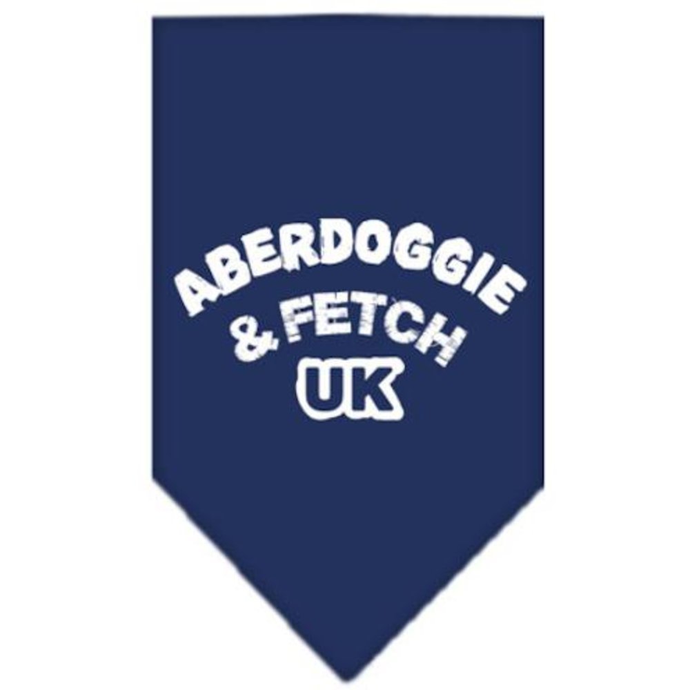 Premium Pet Bandana for Dogs - Screen Printed 'Aberdoggie & Fetch UK' Design in Navy Blue - Large Size for Medium to Large Breeds - Perfect for Holidays, Birthdays & Outdoor Adventures