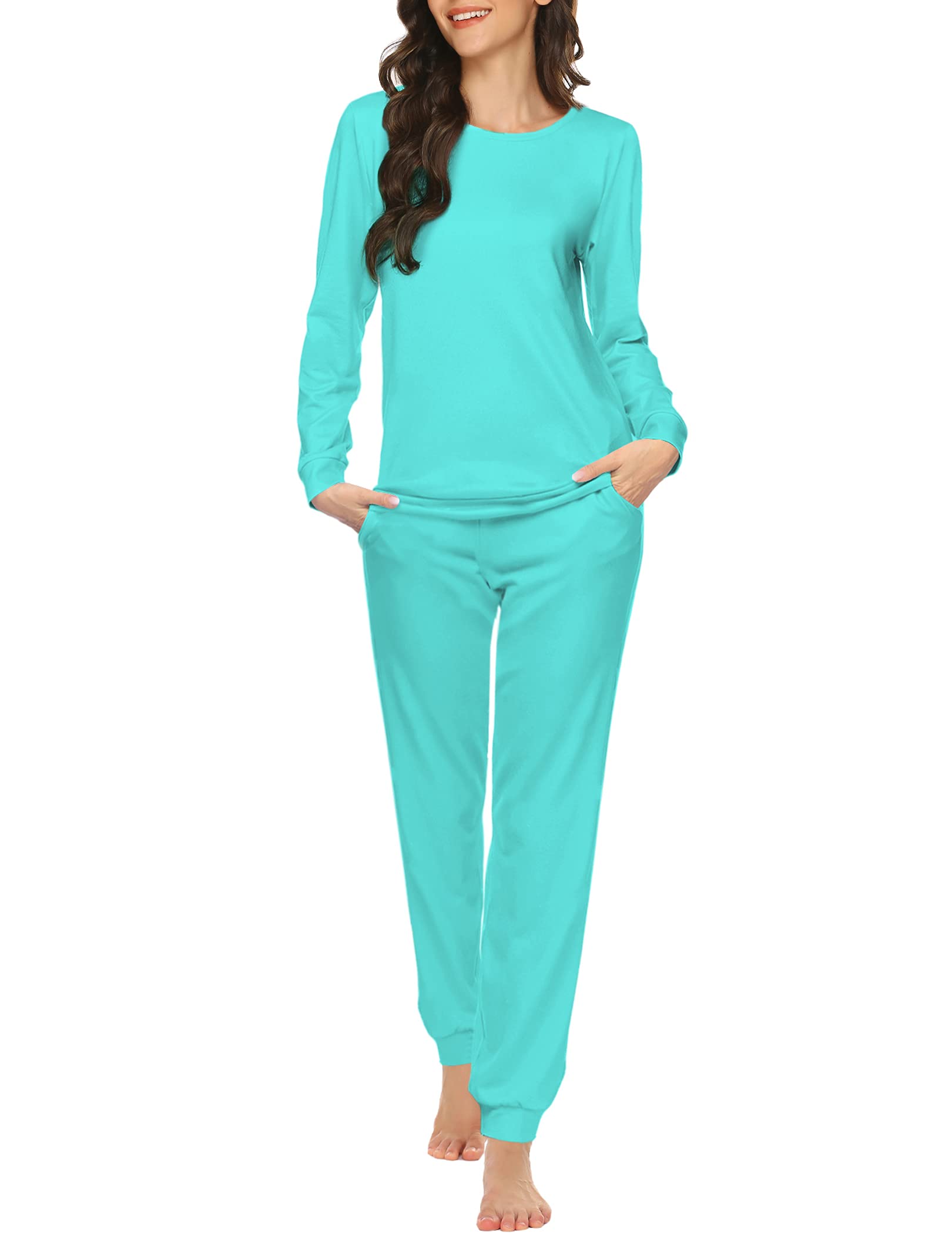 Ekouaer Women's Long Sleeve Pajama Set - Soft Star Print Sleepwear with Pockets for Nightwear & Lounge | Cozy Home Wear, Sleep Comfort, Gift for Her