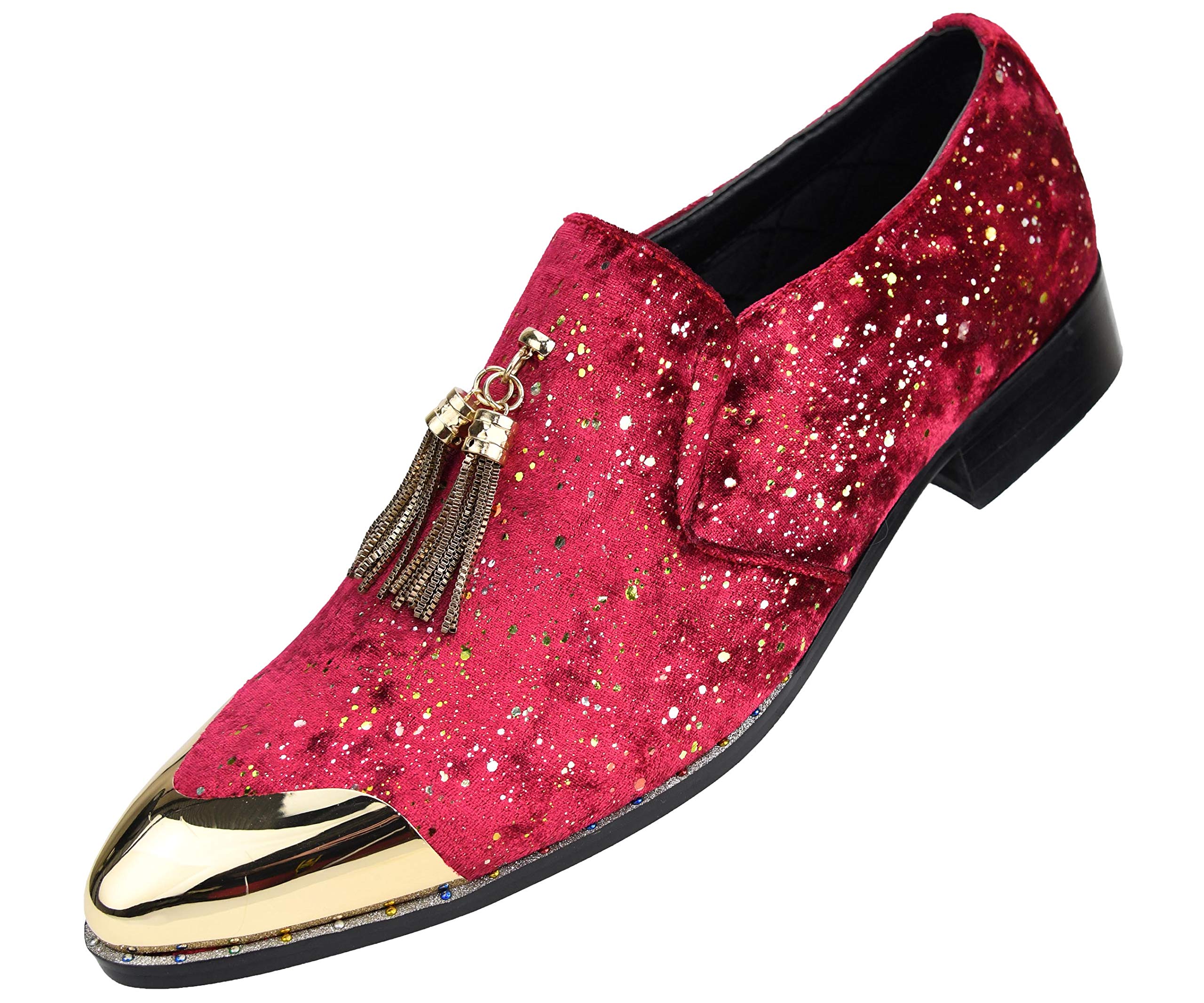 Premium Men's Loafers & Slippers - Velvet Tuxedo Dress Shoes with Gold Chain Tassel & Metal Tip - Comfortable Slip-On Casual Shoes for Men - Perfect Gift for Weddings, Parties & Formal Events