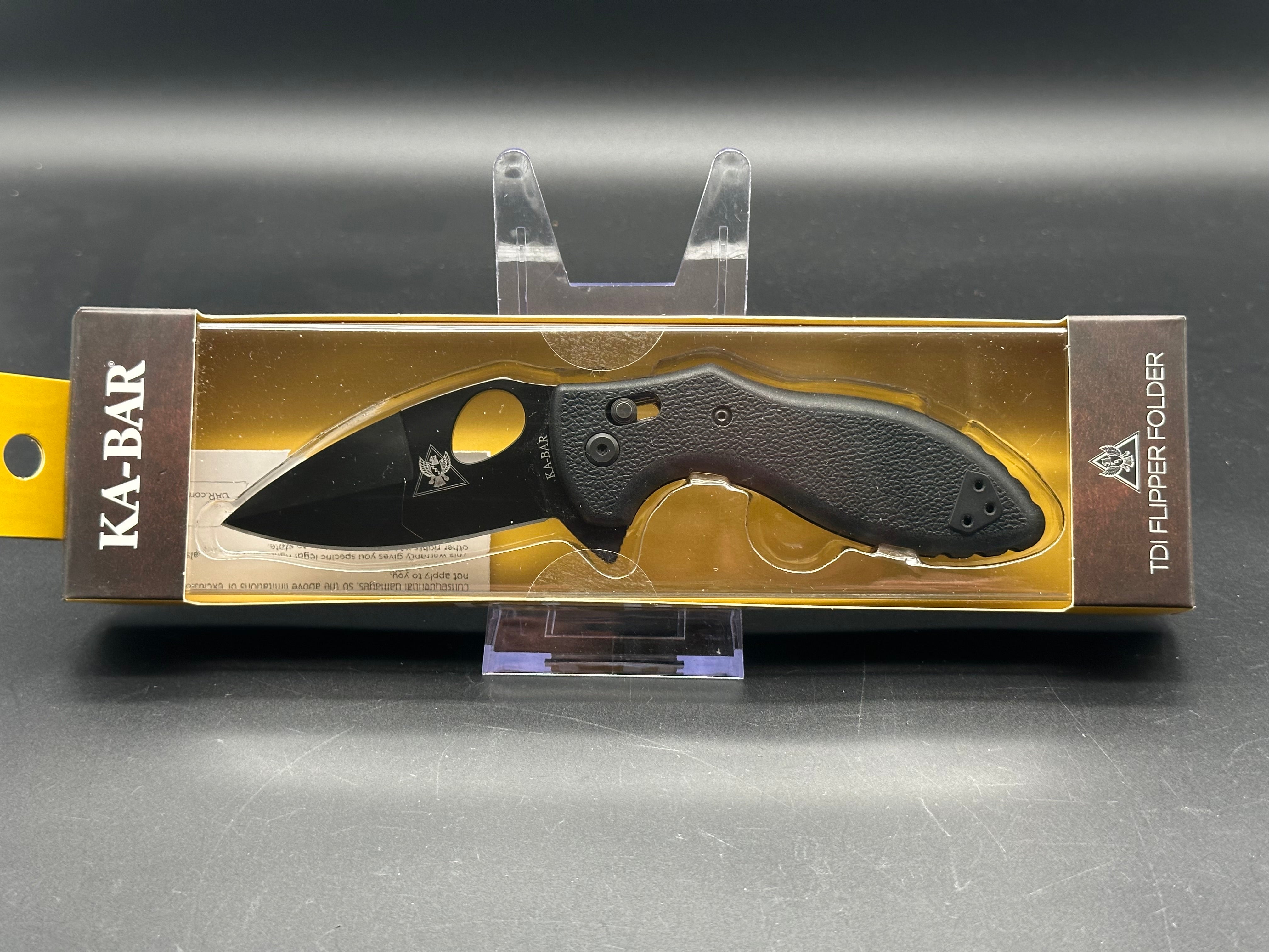 Ka Bar TDI Flipper Folder Knife - Black GFN Coated Blade, 3