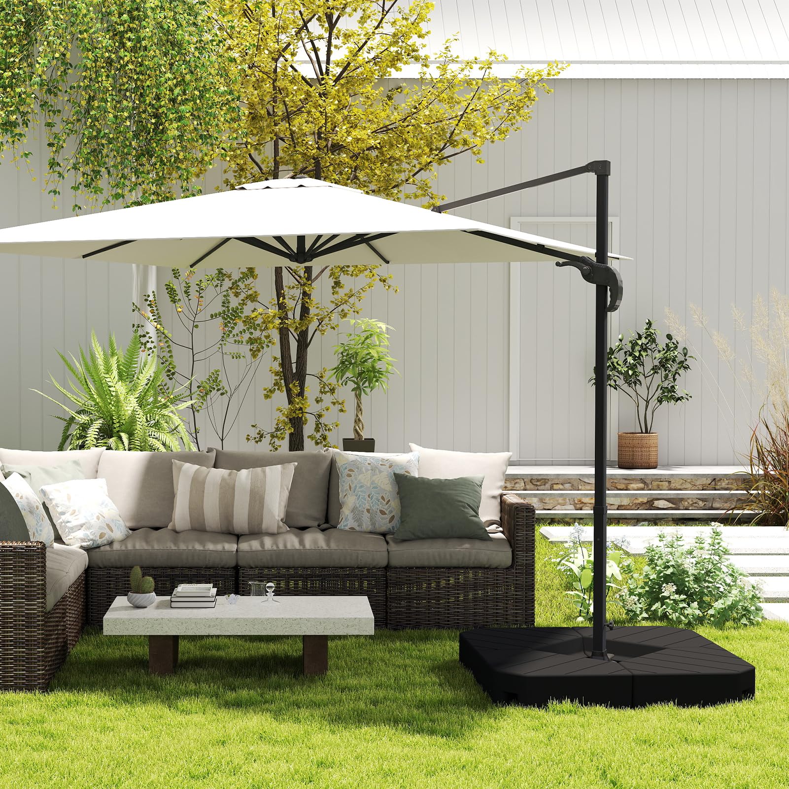 Heavy Duty 229lb Base Weights Stand for Offset Cantilever Patio Umbrella - 4 Piece Black Set | Perfect for Outdoor Dining, Poolside Lounging & Backyard Shade