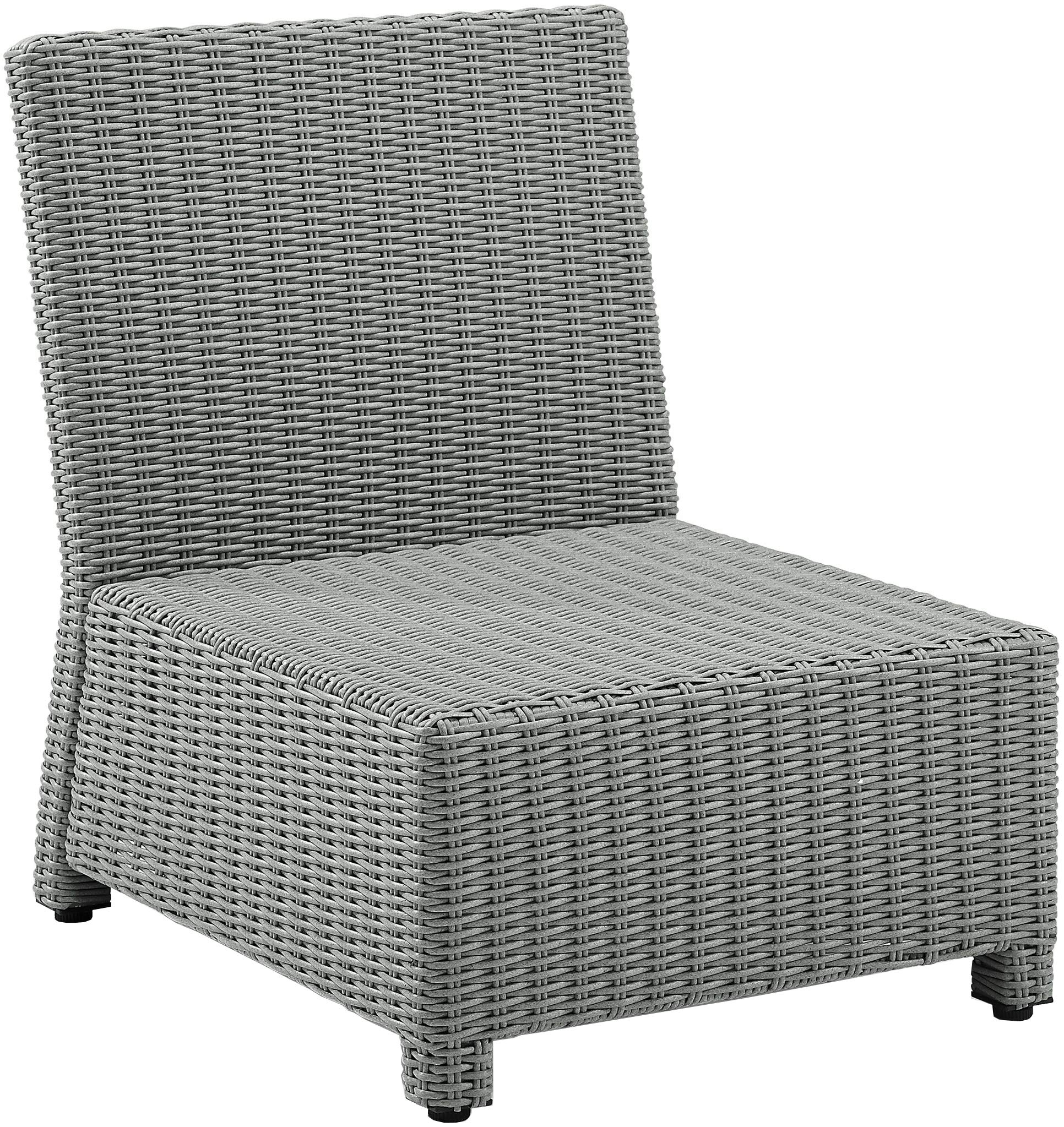 Crosley Bradenton Armless Outdoor Sectional Chair - Gray Wicker Patio Furniture with Gray Cushions for Porch, Deck, Backyard | Perfect for Relaxing, Entertaining & Outdoor Lounging