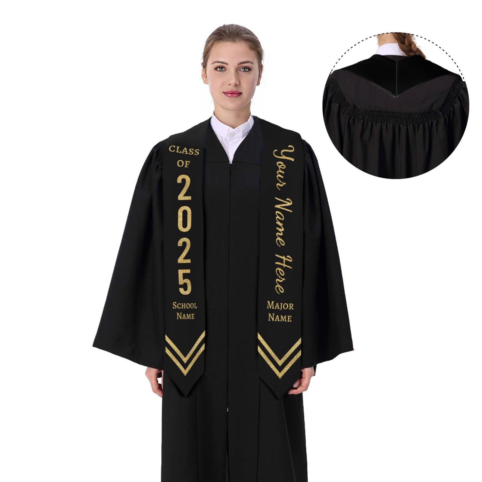 Custom Graduation Stoles with Name & Photo - Personalized Class of 2025 Graduation Stole - Perfect for High School & College Graduation Ceremonies, Commencement Photos & Graduation Gifts