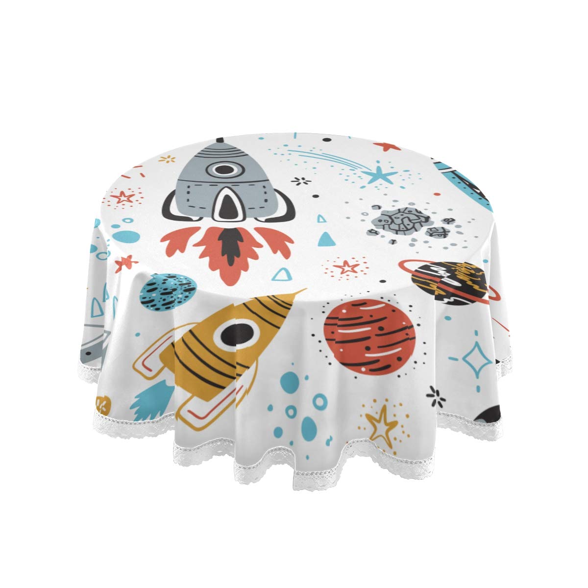 Galaxy Star Tablecloth 60 Inch Round for Dining & Coffee Tables - Space Theme Party Decor