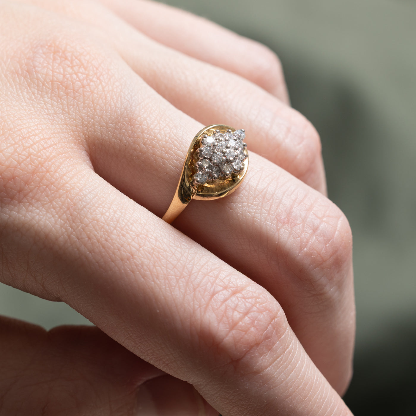 0.44ctw Rhombus Diamond Cluster Ring for Women - Size 7.25 - Elegant Geometric Wedding Band, Anniversary Gift, or Everyday Fashion Jewelry