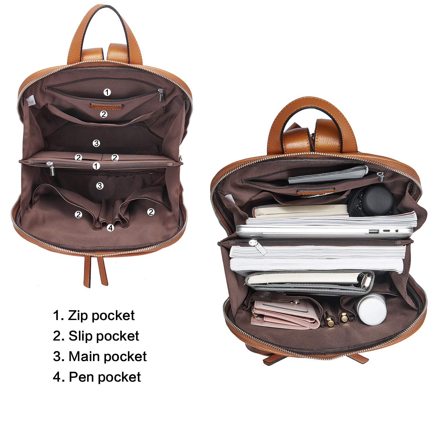 Genuine Leather Backpack Purse for Women - Stylish College & Travel Bag with RFID Blocking Wallet - Brown Leather Phone Clutch & Credit Card Holder - Perfect for Work, School & Daily Commute