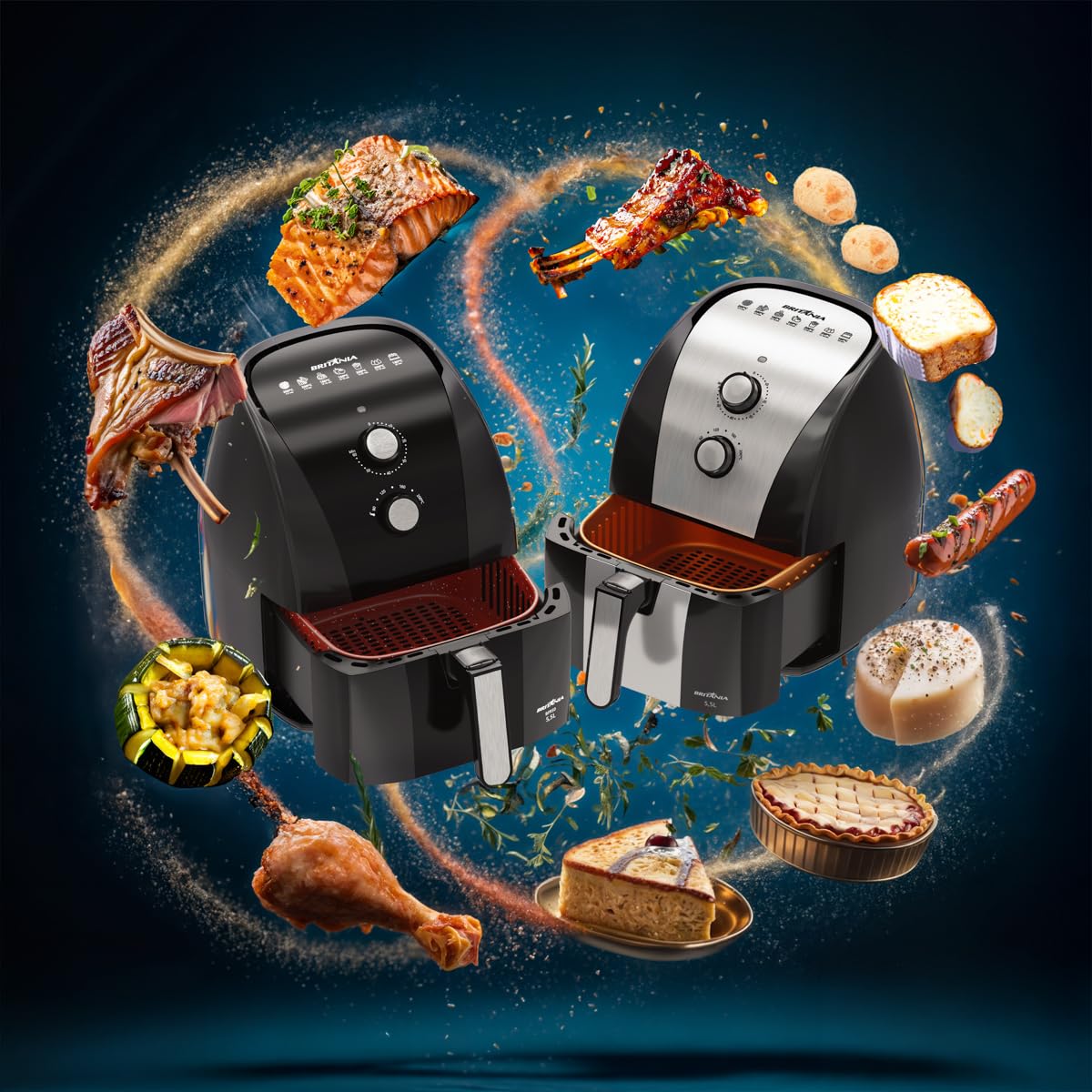 Britânia 5.5L 1500W Air Fryer (BFR50 Redstone) - Large Capacity, 220V, Healthy Oil-Free Cooking - Perfect for Family Meals, Snacks & Crispy Fried Foods
