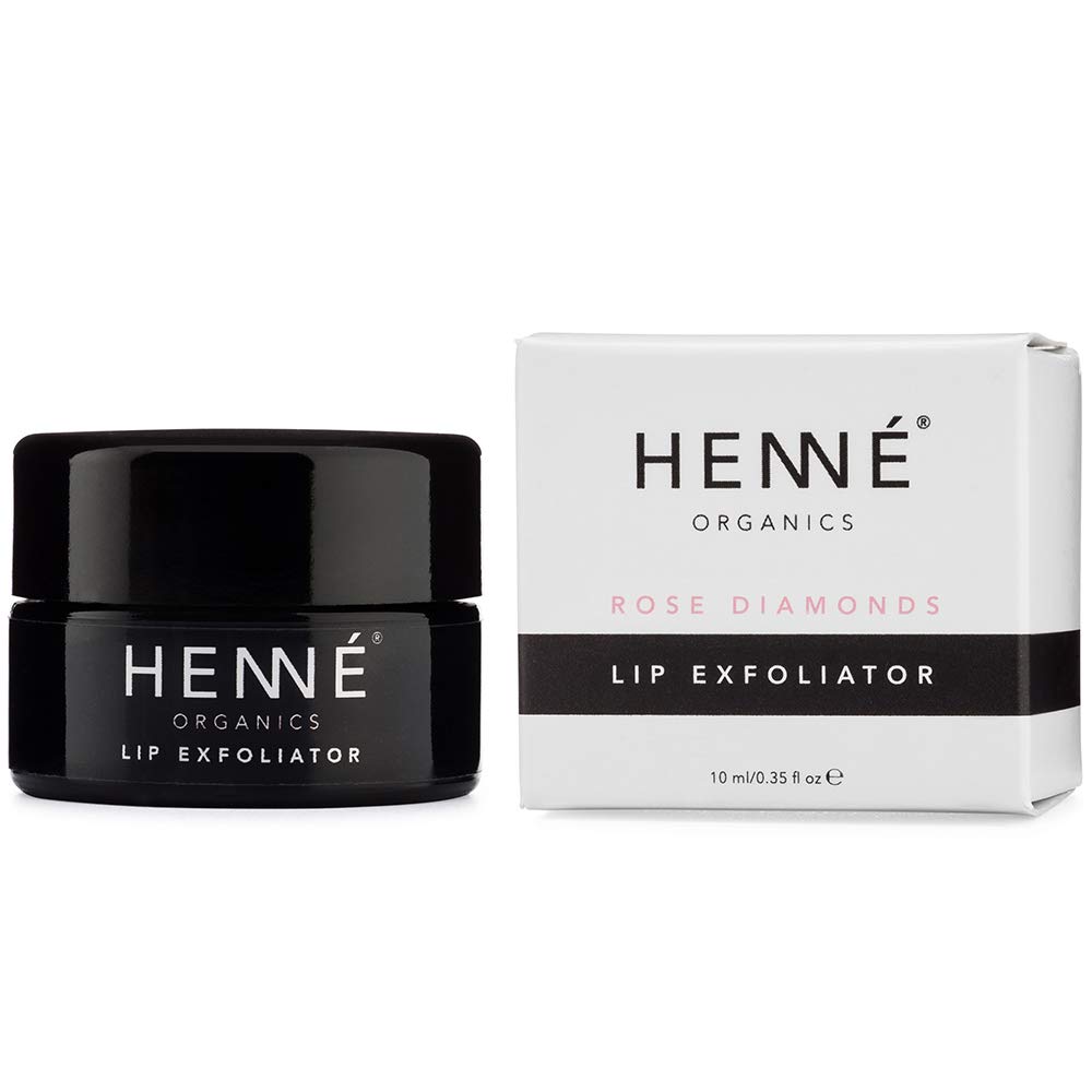 Henné Organics Natural Organic Sugar Lip Scrub Exfoliator - Rose Diamonds Flavor for Soft Smooth Lips - Perfect for Dry Chapped Lips Care & Pre-Makeup Prep