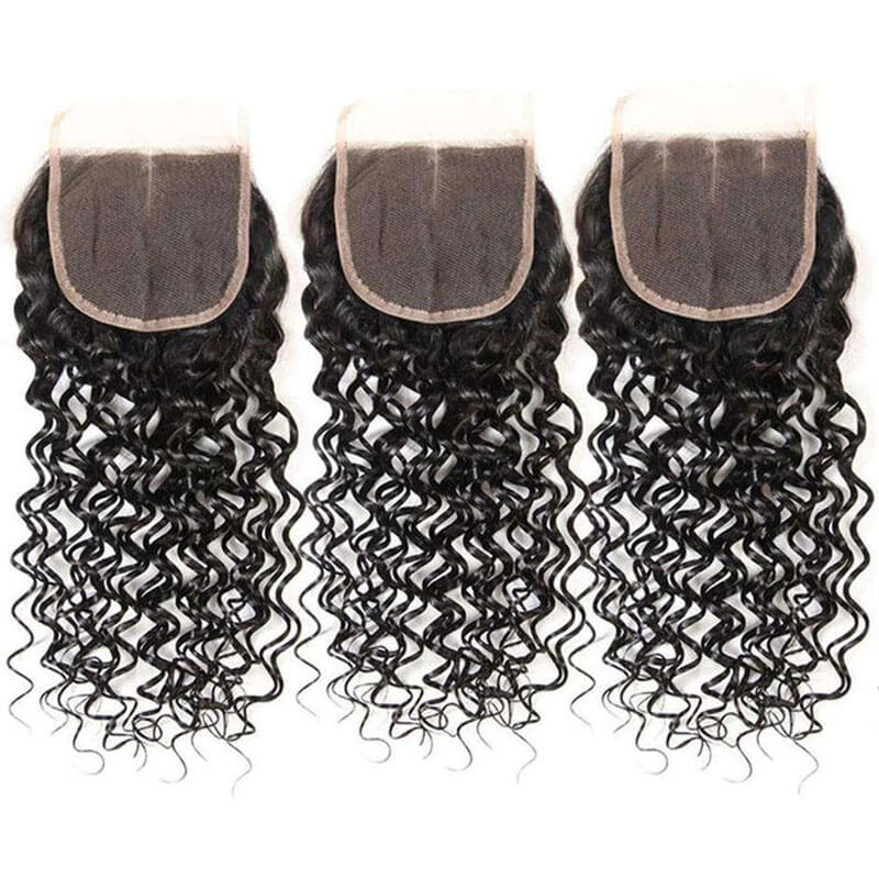 Eullair Water Wave Bundles with Closure 3/4 PCS - 4x4 5x5 6x6 HD Lace Closure - Perfect for Natural-Looking Hairstyles, Weaves & Extensions for Women