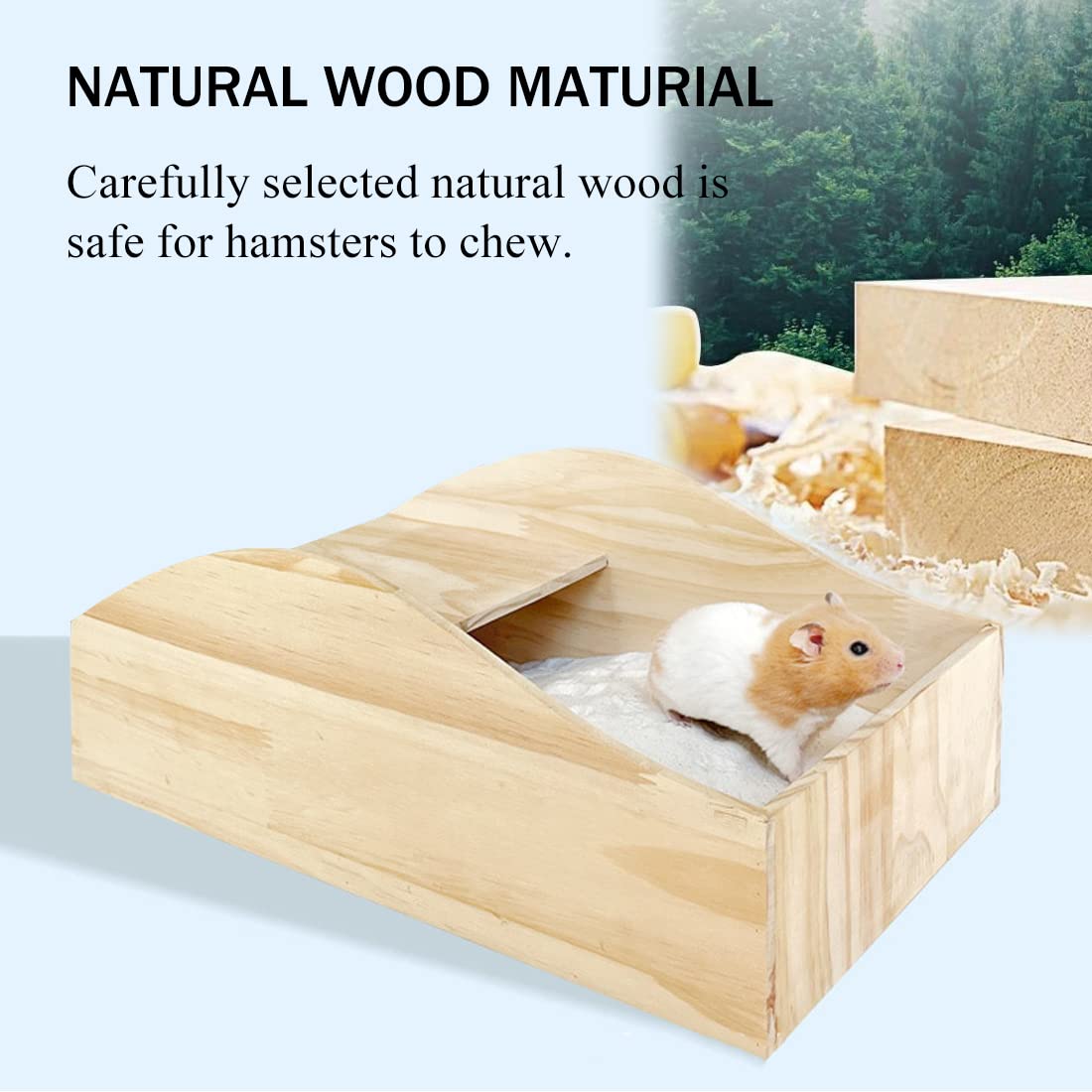 Hamiledyi Large Wooden Hamster Sand Bath Container - Digging Box for Small Pets Like Rats, Mice, Gerbils, Hedgehogs & Lemmings - Perfect for Cage Enrichment & Natural Grooming Behavior