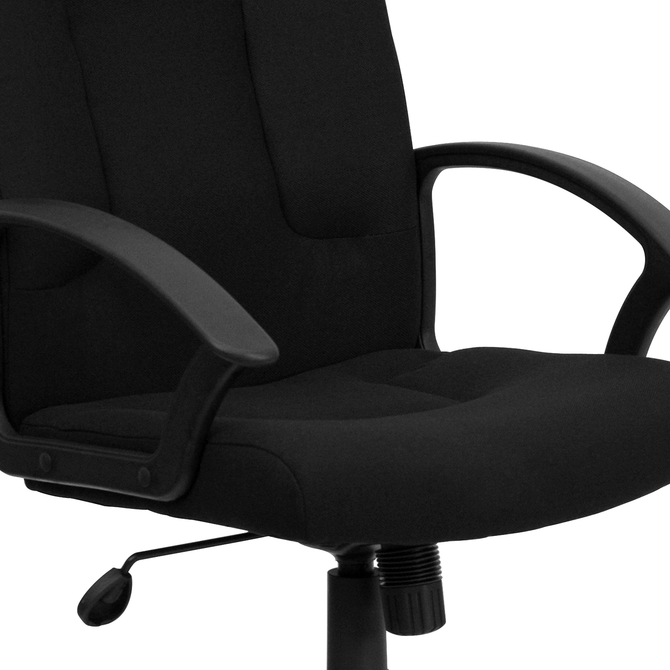 Premium Mid-Back Black Fabric Executive Swivel Office Chair with Nylon Arms - Ergonomic Desk Chair for Home Office, Conference Room & Business Workspace