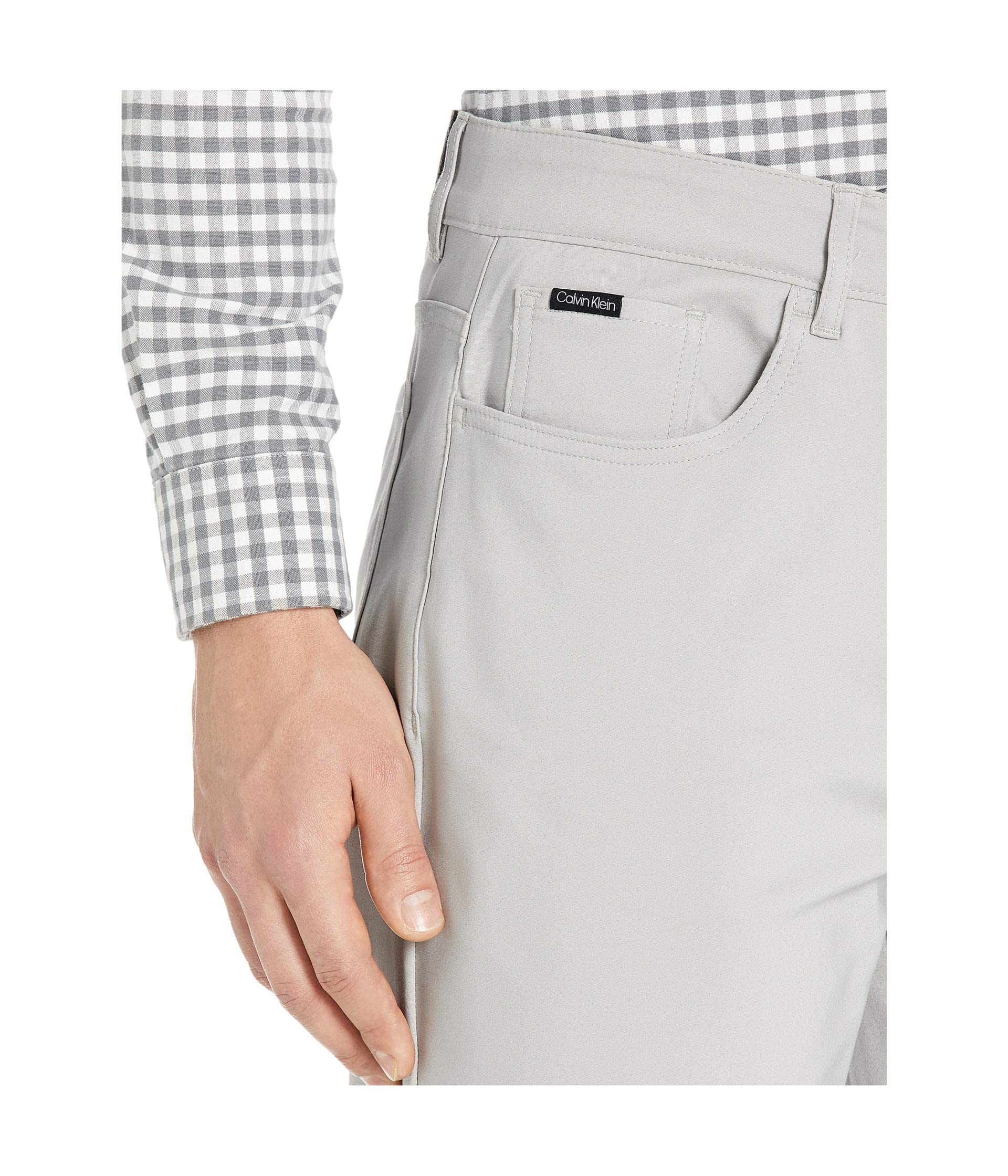 Calvin Klein Men's Move 365 Stretch Slim Fit Wrinkle Resistant Tech Woven Pants - Comfortable Office & Travel Dress Pants for Business Casual Wear