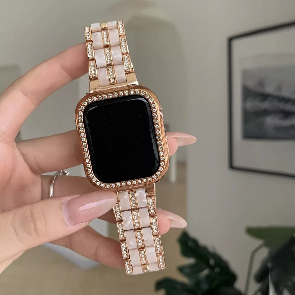 CrystalGlow Luxury Apple Watch Band for Women - Elegant & Durable Replacement Strap for Apple Watch Series 9/8/7/SE - Perfect for Workouts, Office Wear & Everyday Fashion Accessory