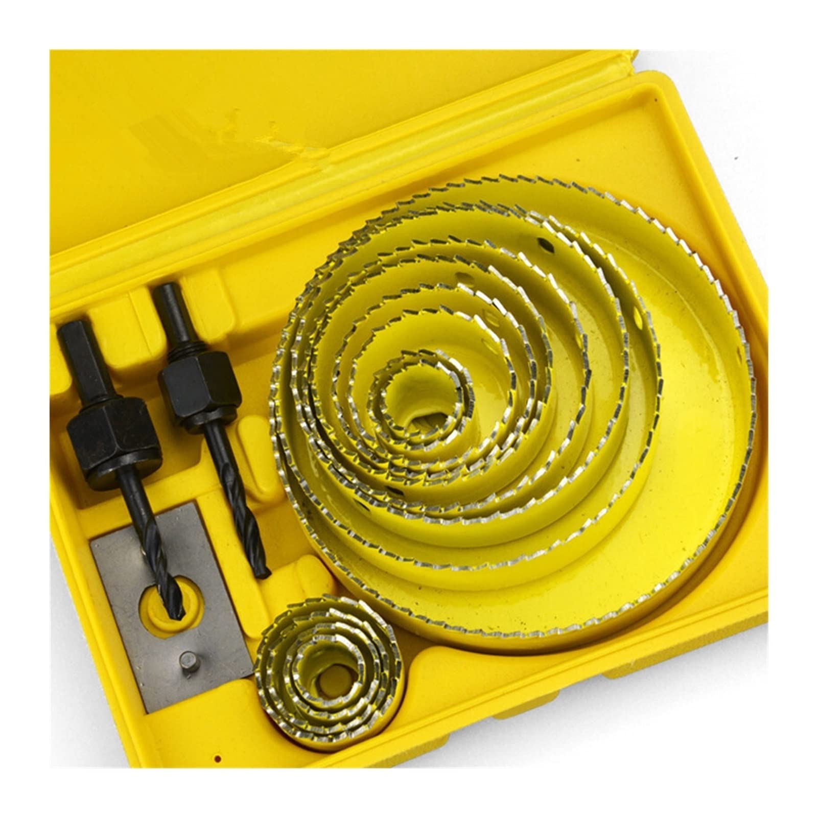 **5-Piece Woodworking Hole Opener Set - Gypsum Board & Thin Wood Drill Bit for Downlights, PVC & Plastic - DIY & Professional Tools (Yellow) - Perfect for Ceiling Lights, Electrical Installations & Craft Projects**