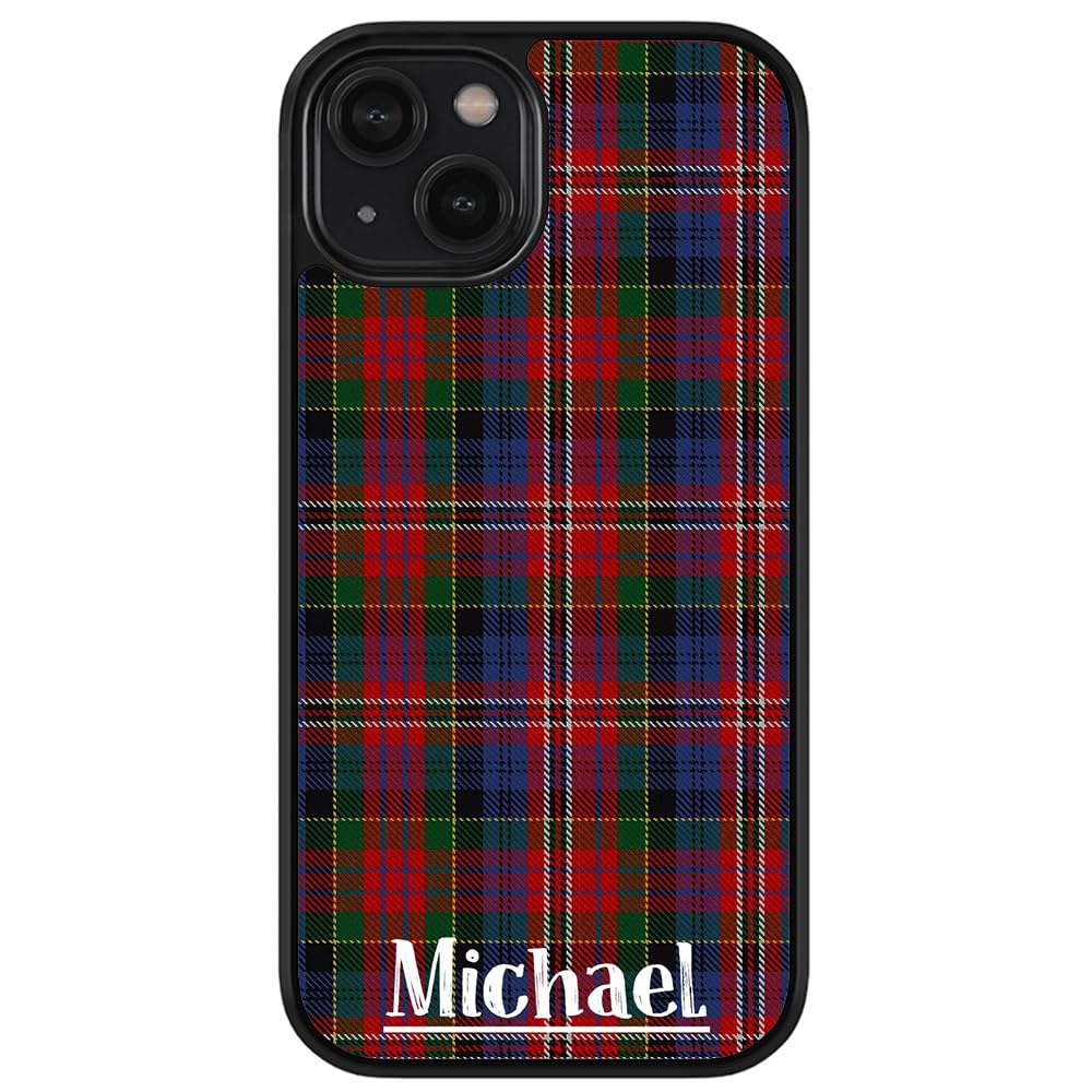 Custom Plaid Tartan Sweater Green Black Rubber Phone Case for Apple iPhone 16/15/14/13/12 Pro Max Plus & 11/X/8/7 Plus - Durable Protective Cover for Everyday Use, Work & Travel