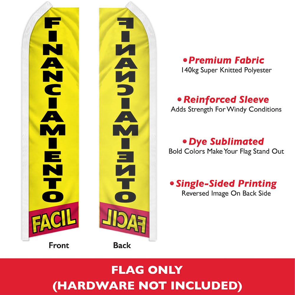 Easy Financing Swooper Advertising Flag - Perfect for Car Lots, Dealerships & Used Car Sales | High Visibility Marketing Tool for Auto Businesses & Rental Companies | Ideal for Promotions, Grand Openings & Special Sales Events