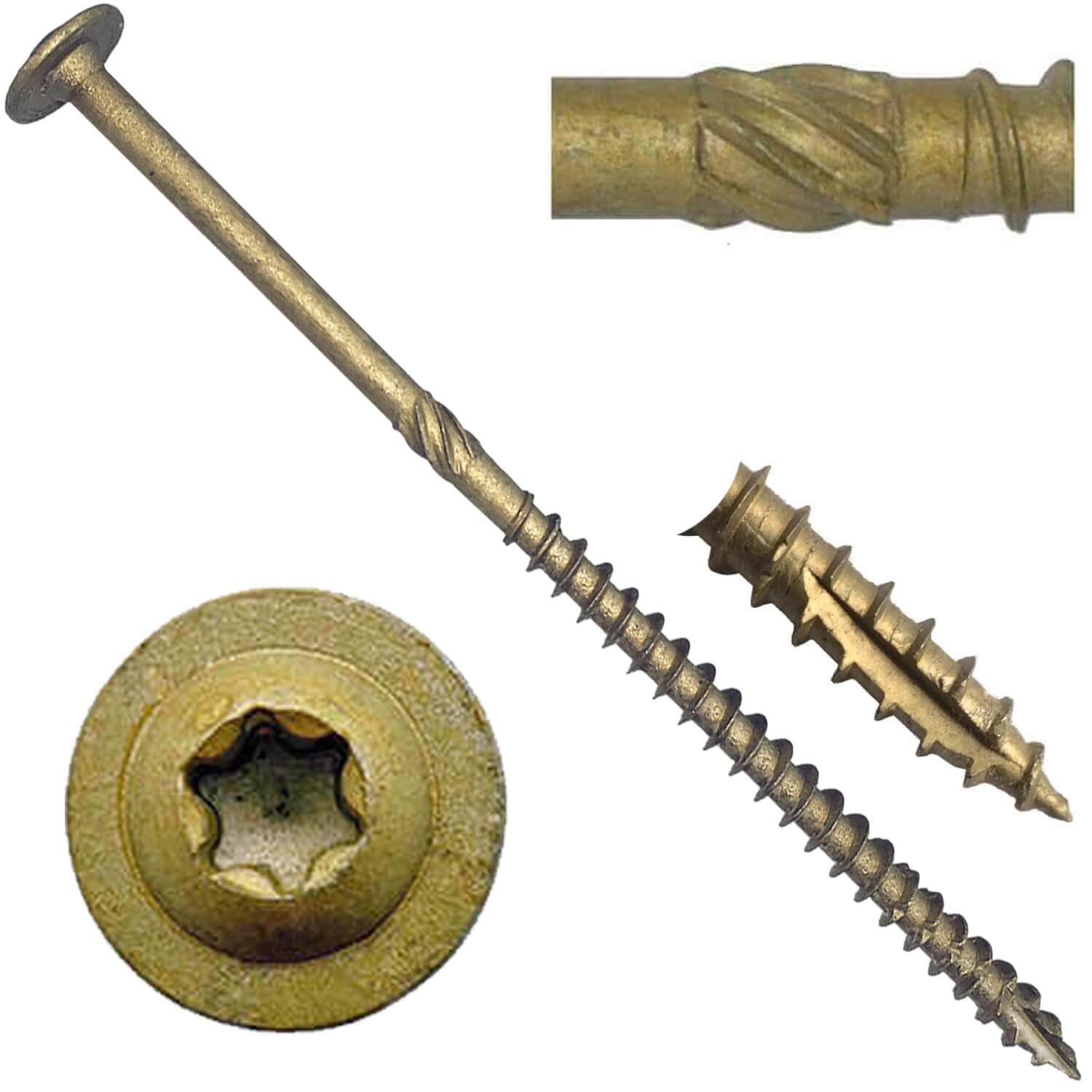 14 x 5 Inch Heavy Duty Construction Lag Screws - Exterior Coated Torx Drive Structural Screws with Truss Washer Head (100 Pack) - Ideal for Deck Building, Fence Installation & Outdoor Wood Projects