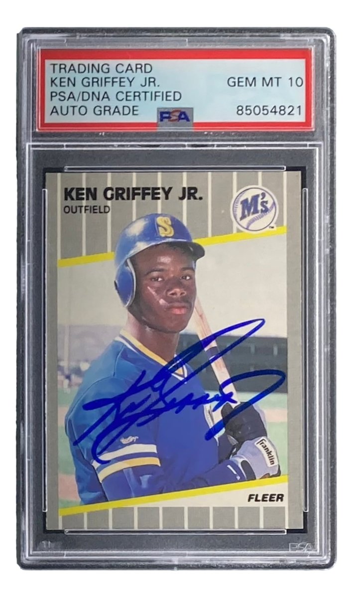 Ken Griffey Jr Signed 1989 Fleer #548 Rookie Card PSA/DNA Gem MT 10 - Seattle Mariners Baseball Memorabilia for Collectors & Sports Fans Display