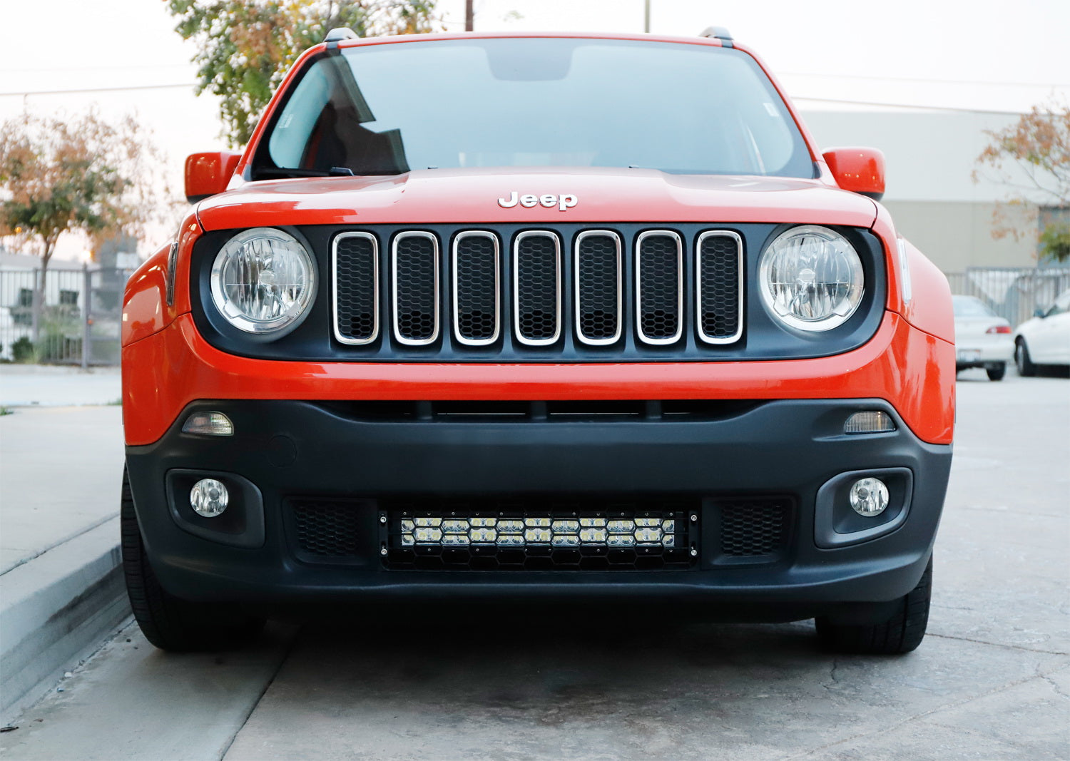 120W LED Light Bar with Behind Grille Mounts & Wiring Kit - Compatible with 2015+ Jeep Renegade - Off-Road, Camping, Night Driving & Emergency Lighting