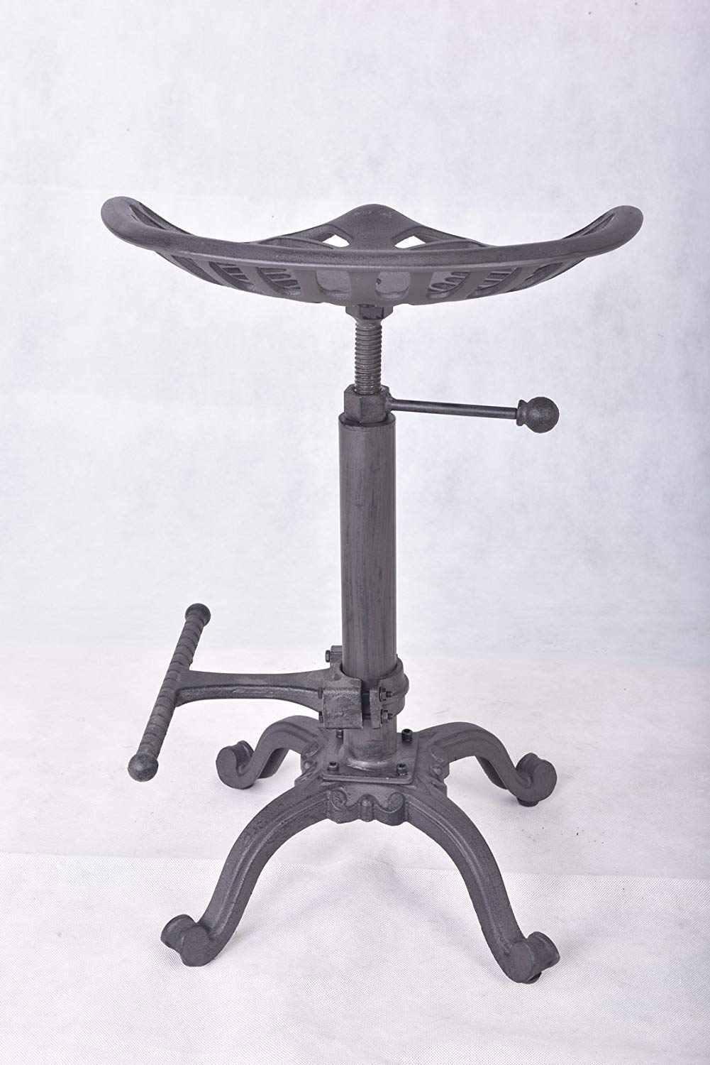 Rustic Industrial Farmhouse Adjustable Swivel Bar Stool - Cast Iron Tractor Seat Counter Height Stool for Kitchen Island, Home Bar & Dining Room - Vintage Style (Rust Finish)