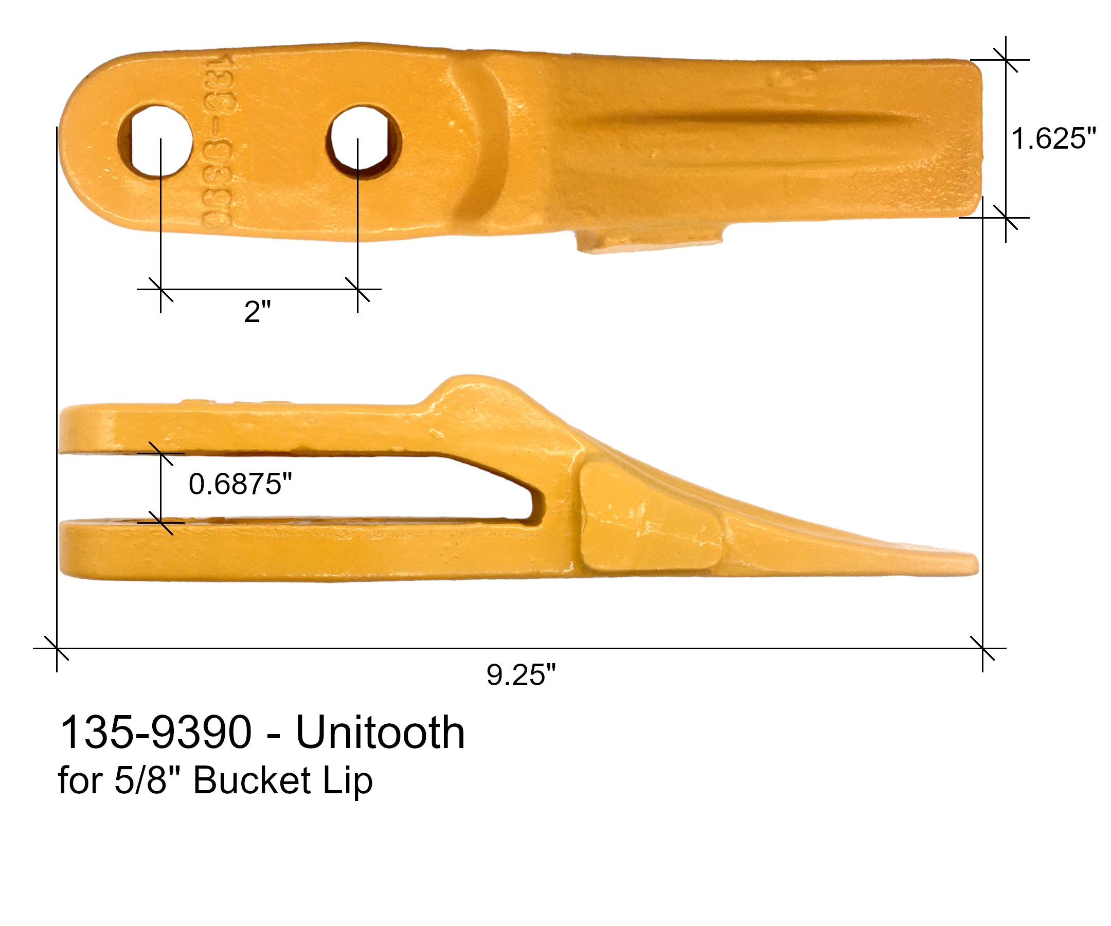 Mini Excavator Bucket Teeth 135-9390 Replacement for Caterpillar Cat 302.5 & 303.5 - 2 Inch Hole Spacing with 4 Hardware - Ideal for Digging, Trenching & Construction Projects
