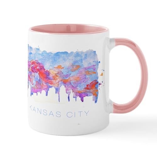White/Pink Inside - Kansas City Skyline Watercolor Mugs