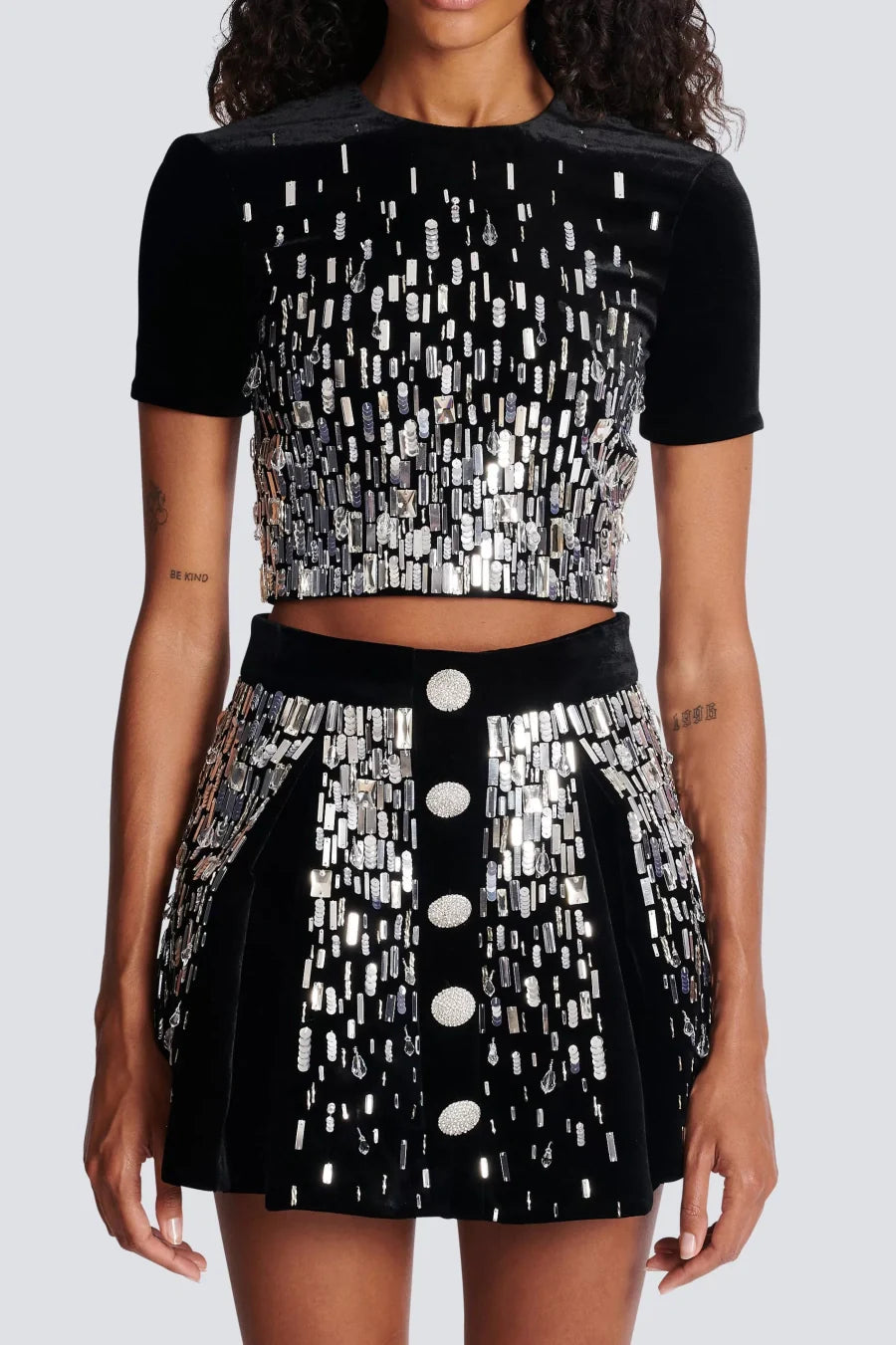 Ailka Sequin Embellished Velvet Outfit Set for Women - Sparkling Party Dress & Jacket Combo | Perfect for Evening Events, Prom, Date Night & Special Occasions