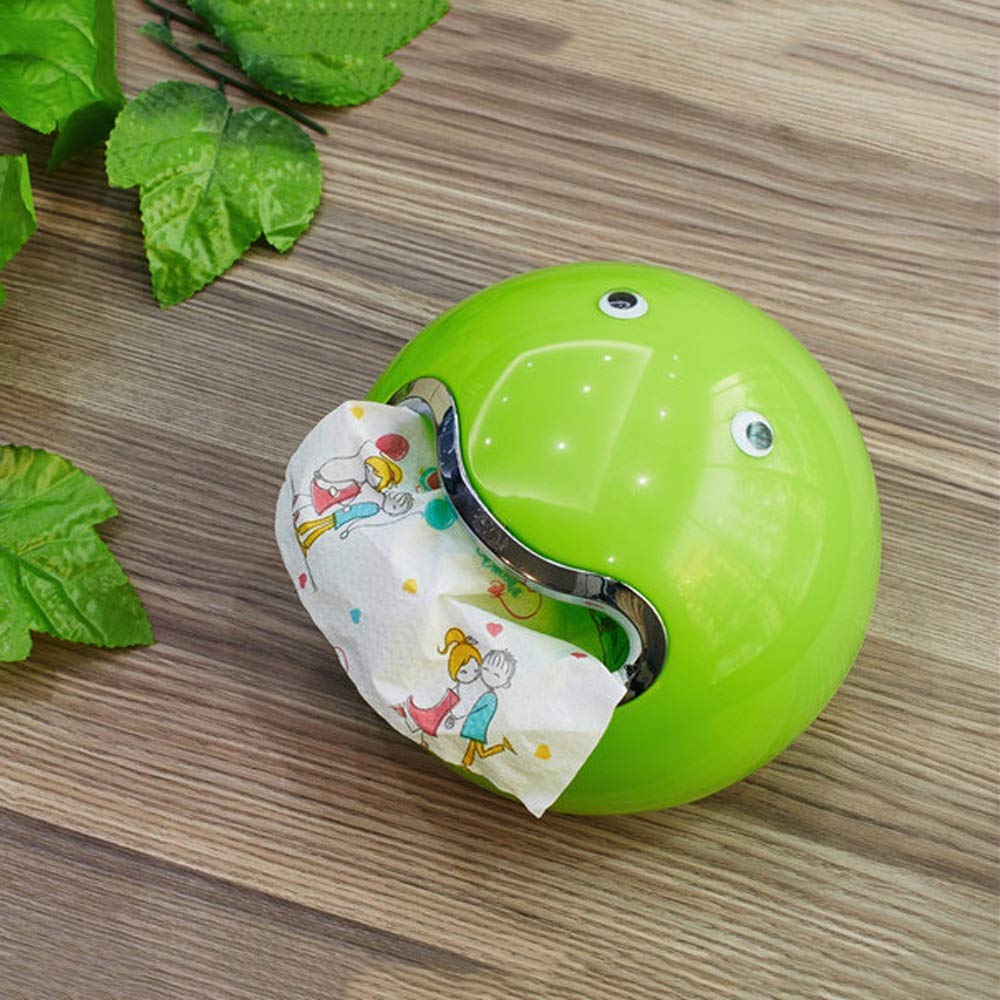 Waterproof ABS Wall Mounted Toilet Paper Holder - Creative Ball Shape Bathroom Tissue Dispenser, Punch-Free Roll Cover, Green - Perfect for Bathroom, Kitchen & RV Storage