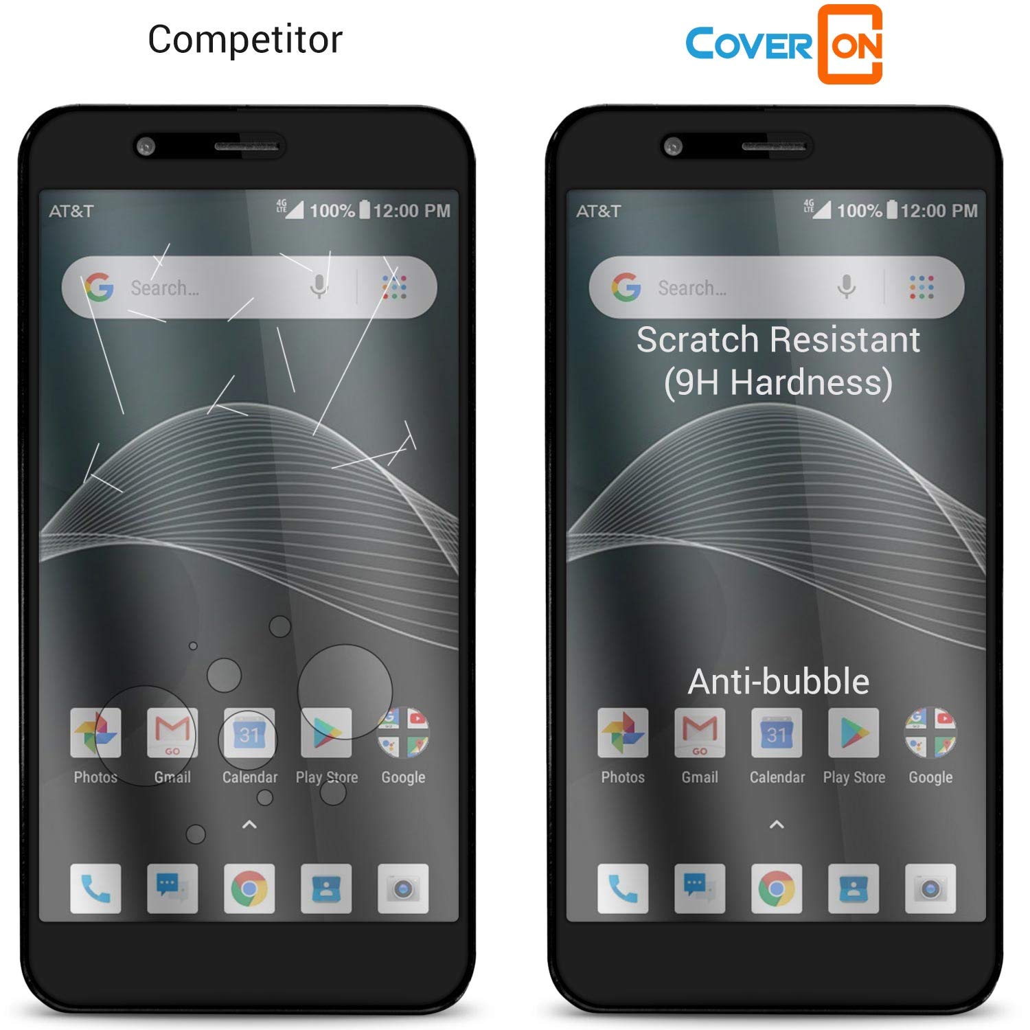 Premium 9H Tempered Glass Screen Protector for AT&T Axia & Cricket Vision - HD Clear with Black Trim | Scratch Resistant | AT&T AXIA Screen Protector & Cricket Vision Screen Protector by CoverON InvisiGuard | Perfect for Daily Protection & Gaming