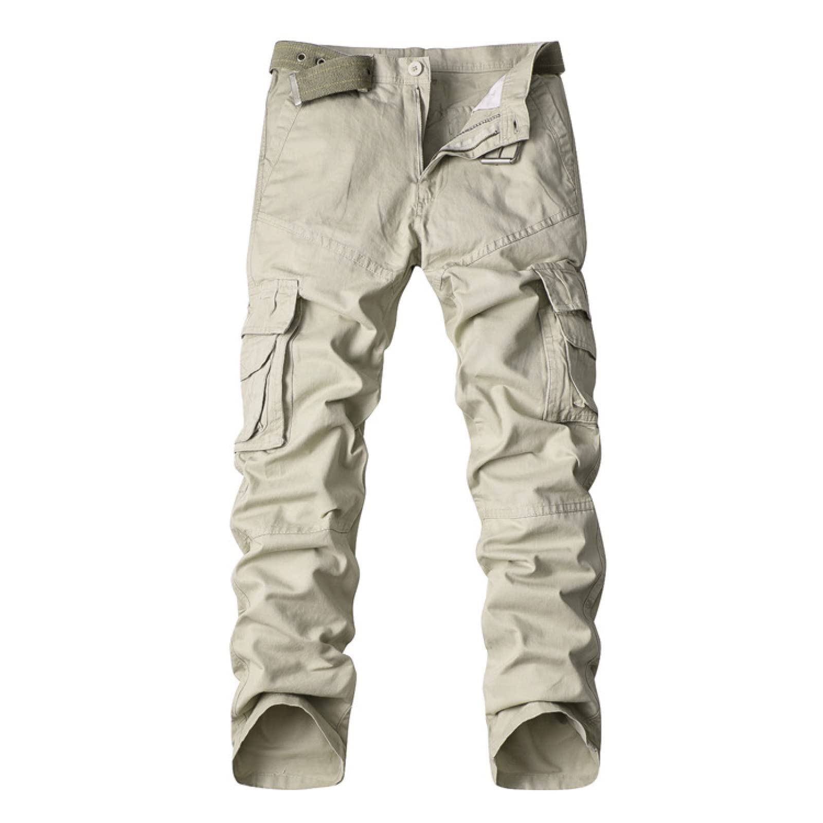 Men's Cargo Pants - Solid Color Tactical Pants with Multiple Pockets for Outdoor Training, Hiking & Fitness | Durable Workout & Casual Wear